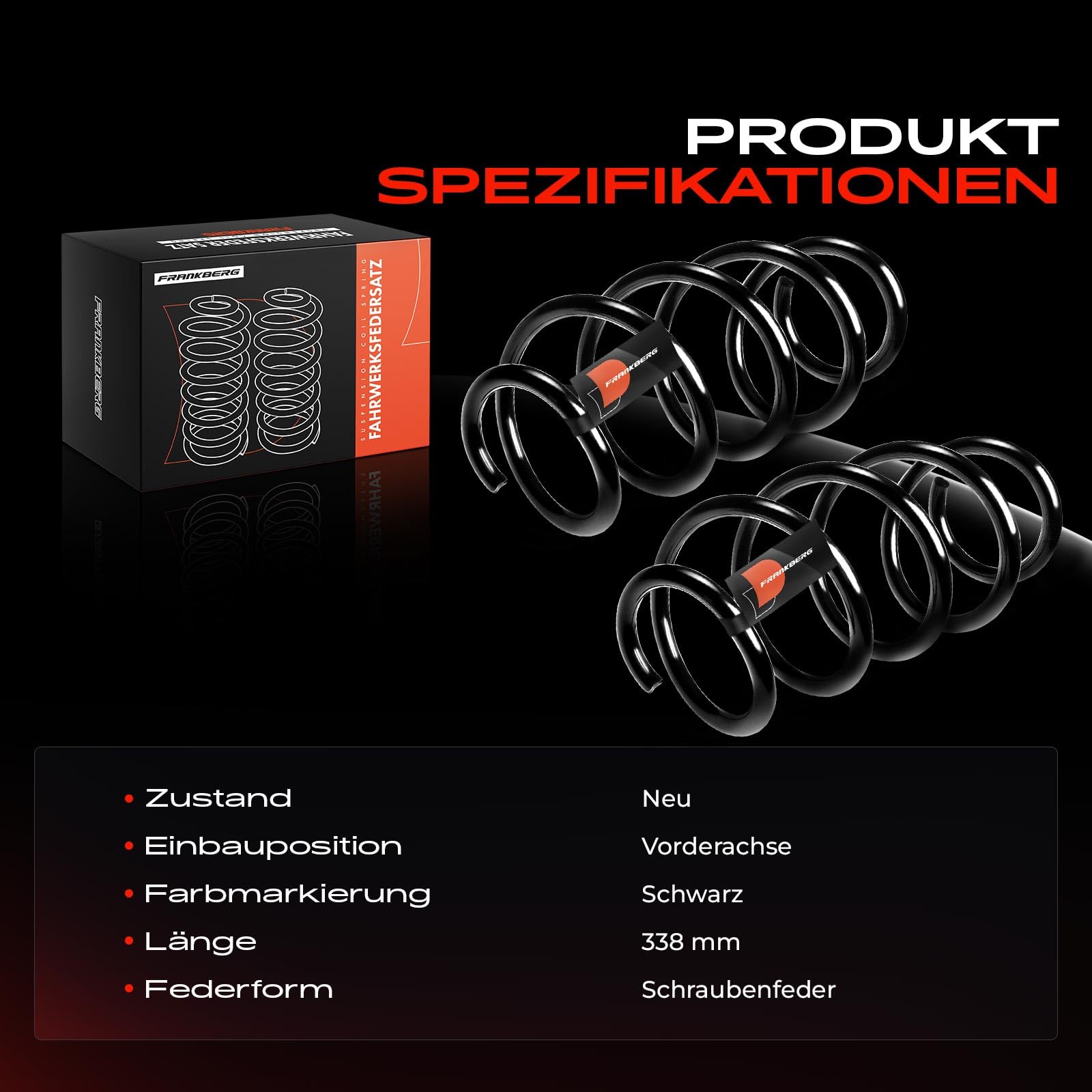 Frankberg 2x Federn Fahrwerksfeder Vorderachse 7N0411105A