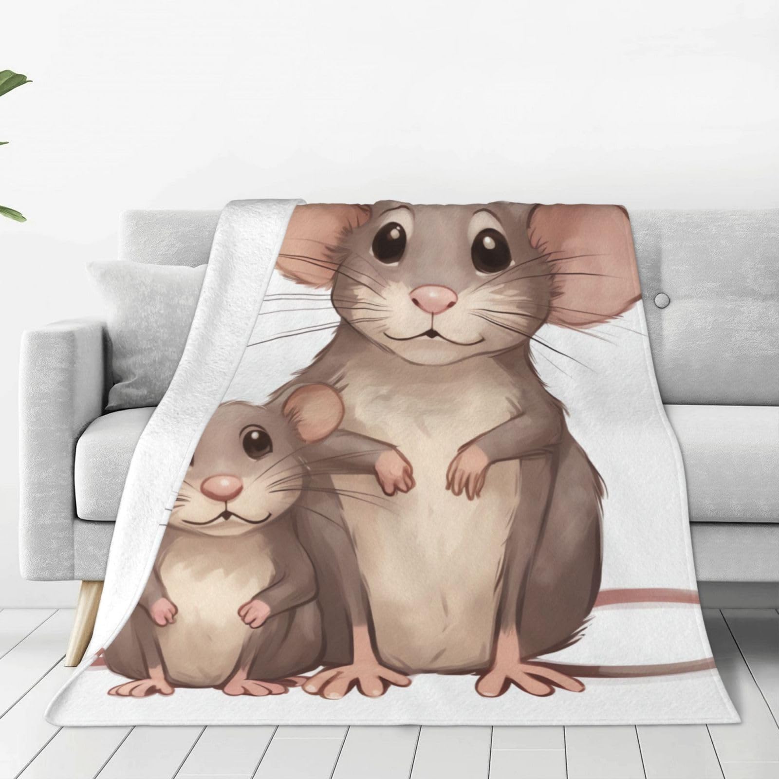 Couverture en flanelle legere et douce au motif de rat