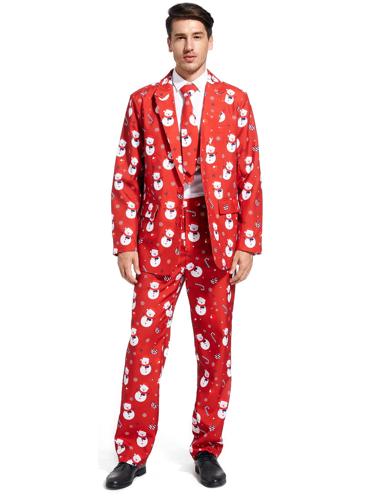 Gardentime Christmas Suits for Men Party Ugly Funny Costume Adult Novelty Men’s Xmas Jacket Outfit Cosplay with Pants Tie