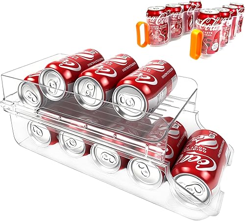 Organizadores de despensa y juegos de almacenamiento, organizador de latas de soda para refrigerador de dos niveles apilables, incluye 2 soportes