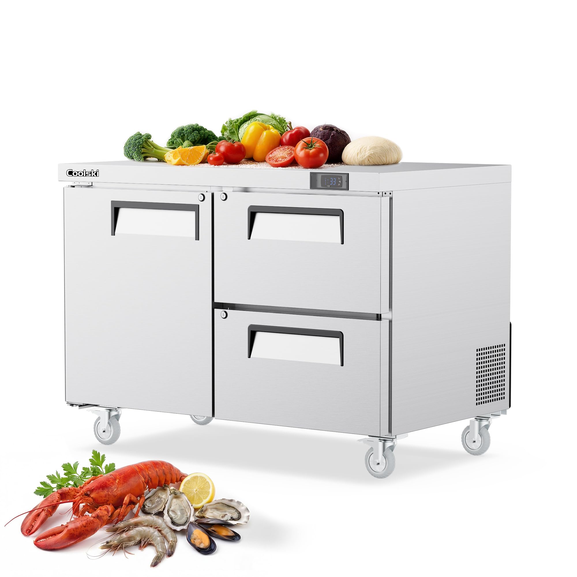 Coolski MTR-48D2 12.1 cu ft Compact Fridge Stainless Steel