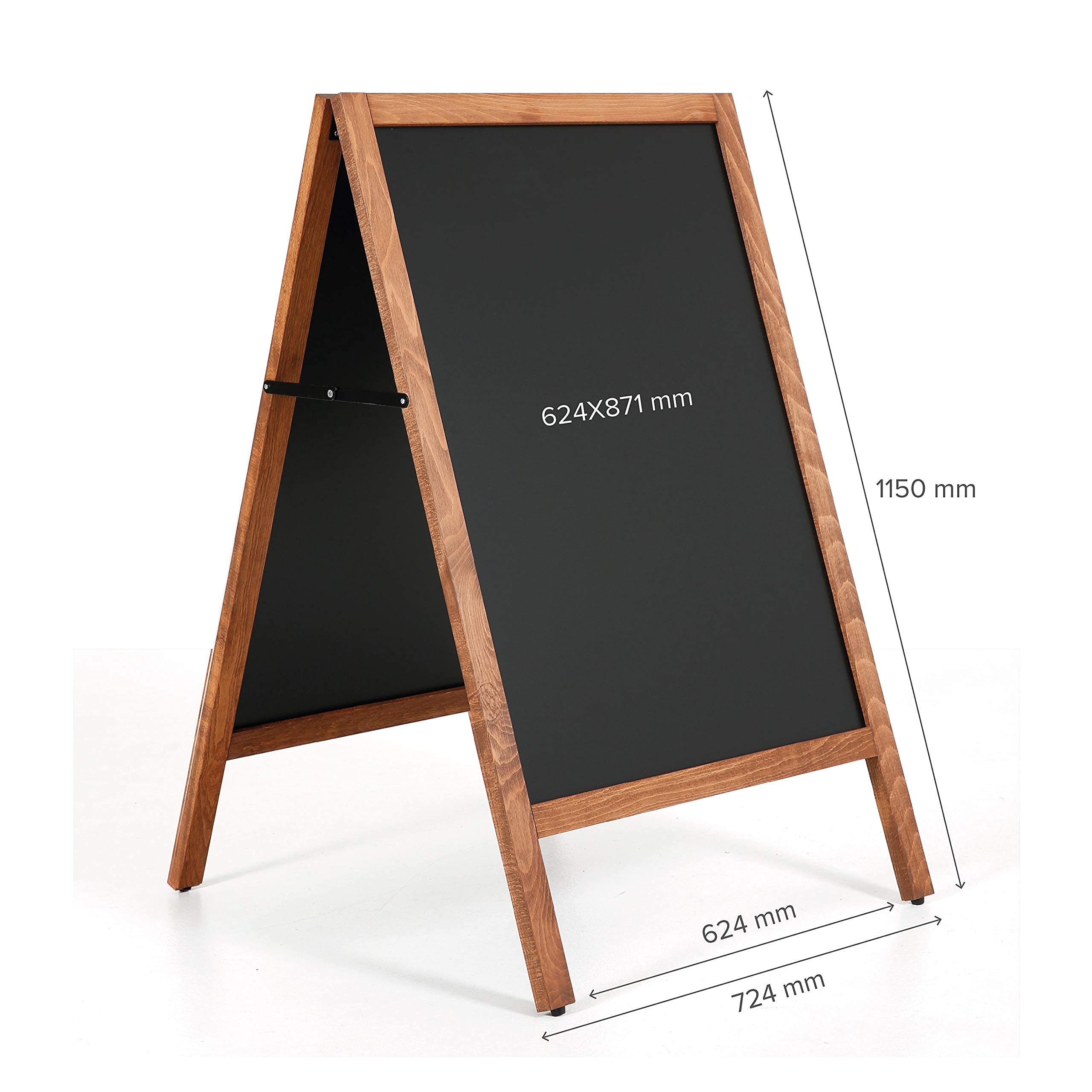 Holz Kundenstopper DIN A1 | Plakatständer inkl. 2 Magnetfolien | Kundenstopper wetterfest A1 | Tafel Aufsteller aus Buchenholz | Kreidetafel magnetisch