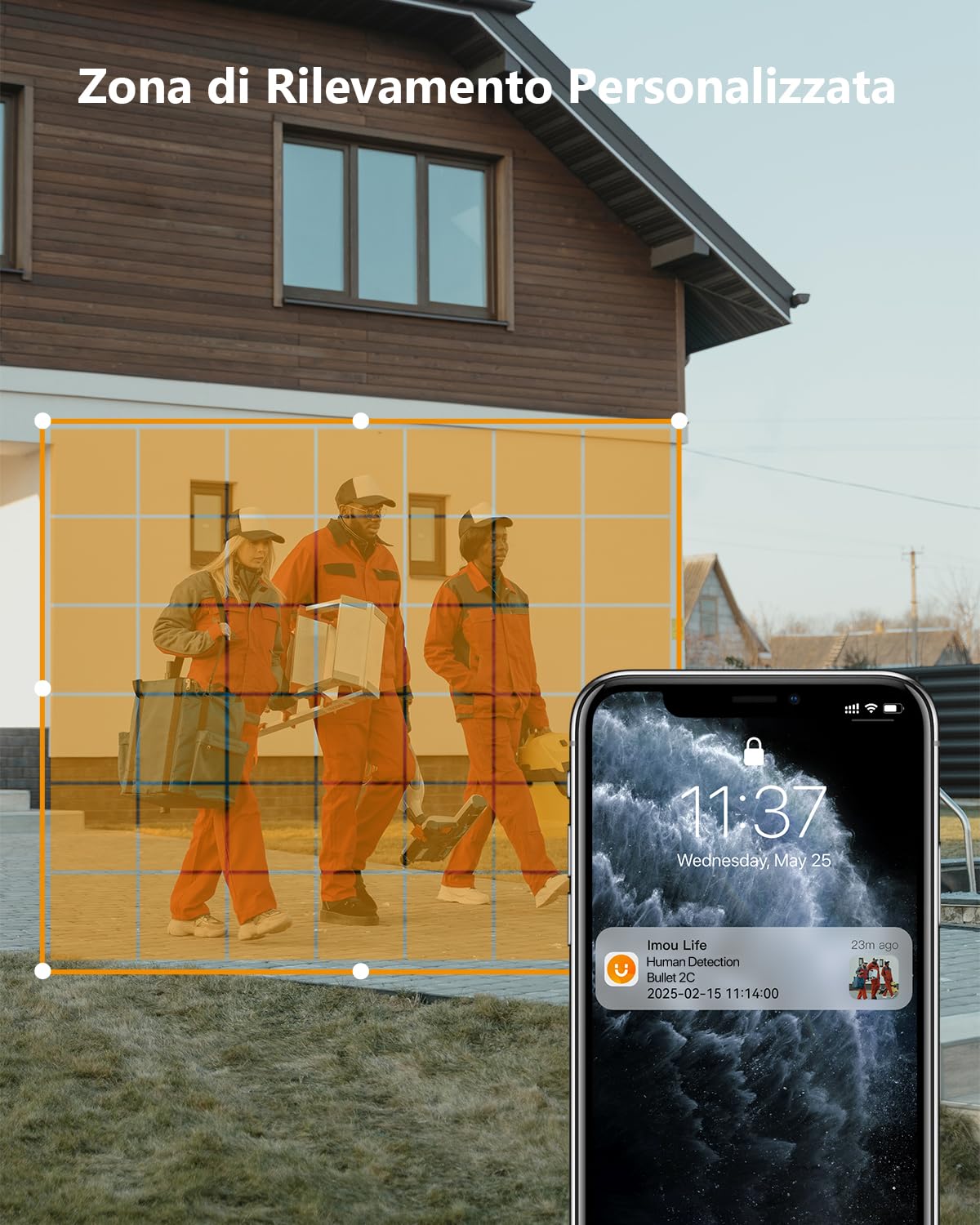 Imou Telecamera WiFi Esterno, 5MP Videocamera Sorveglianza da Esterno Telecamera di Sicurezza con Rilevamento Umano, IP67, Visione Notturna 30m, Compatibile con Alexa, 2,4g, Bullet 2C 5MP