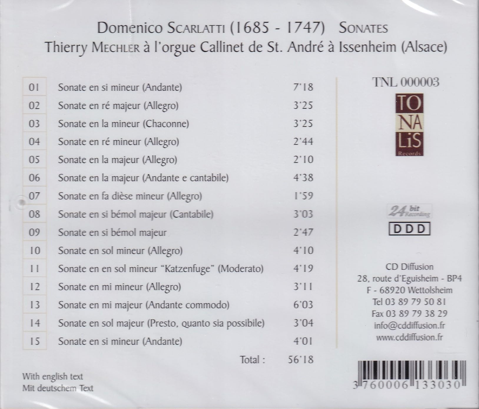 14 Sonates Transcrites pour Orgue