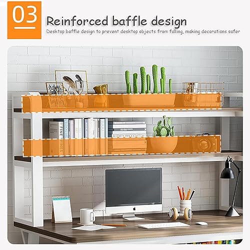 Miniatura 5 de QQXX Escritorio para computadora con gabinete y estantería, mesa grande de PC de 47 pulgadas con patas de metal, escritorio de mesa de oficina en