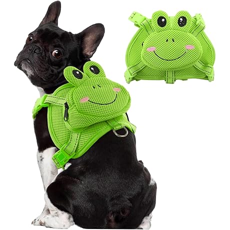 [Saddle Bags for Dogs] Dog Harness Backpack, Dog Saddle Bag with Mesh Frog Self Bag