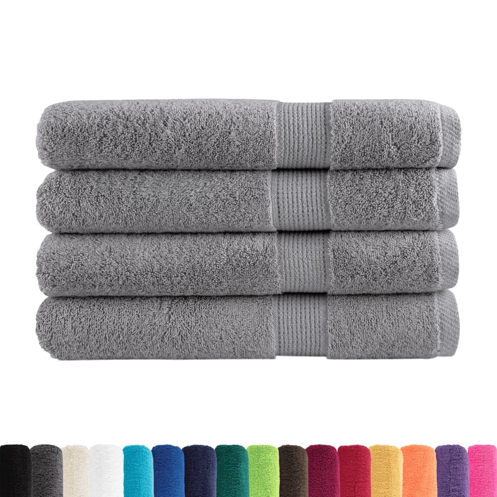 Hothingwell - Toallas de baño (100 x 200 cm, 4 piezas), color gris | Certificado Oeko-Tex, anillo de niña, lavable a máquina, hebilla de suspensión, uso doméstico y comercial