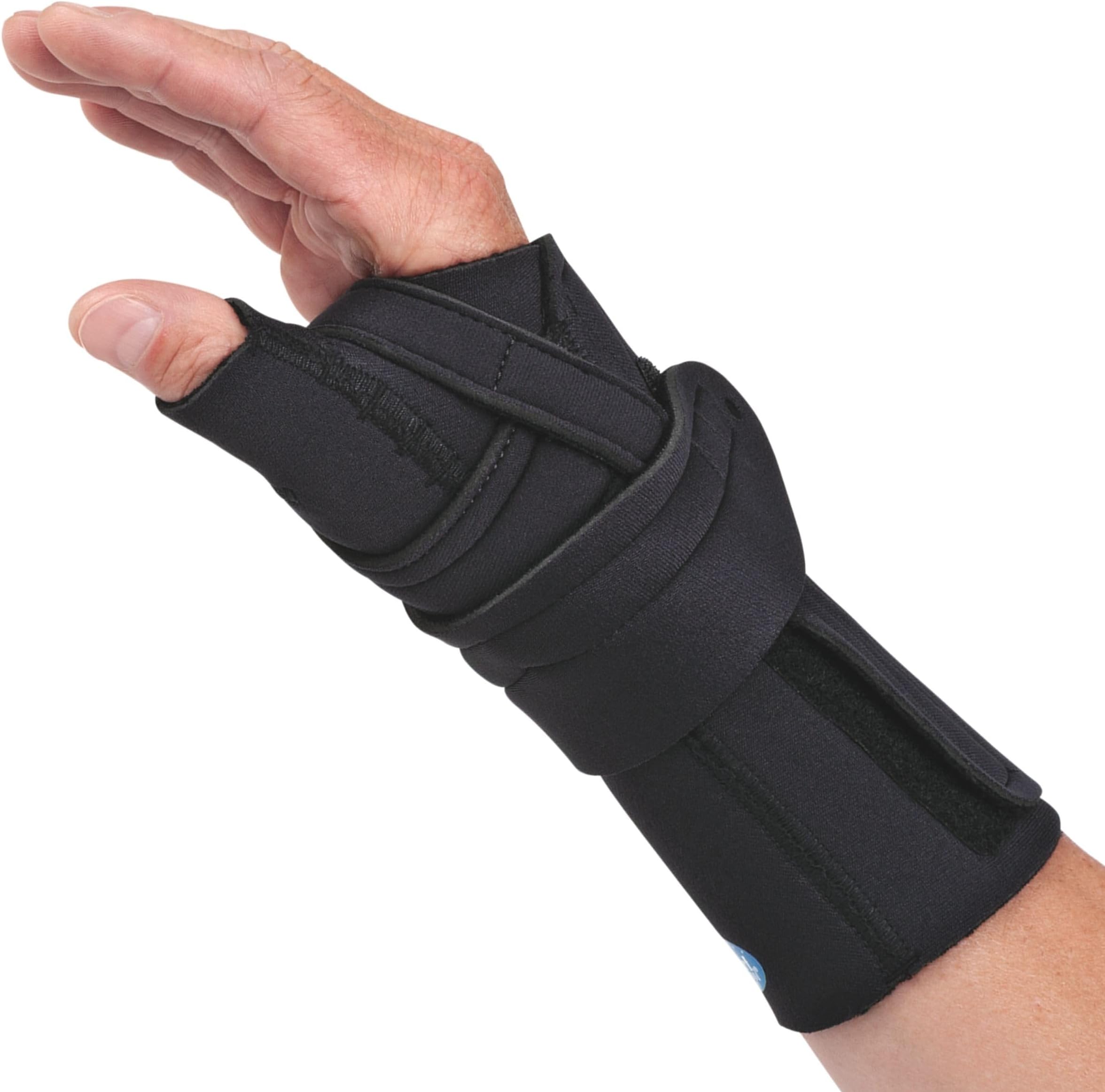 Wrist Brace with Thumb Support - CMC Restriction Splint for Arthritis & Tendinitis Relief - Black, Right Hand, Medium (7 to 8 inches)