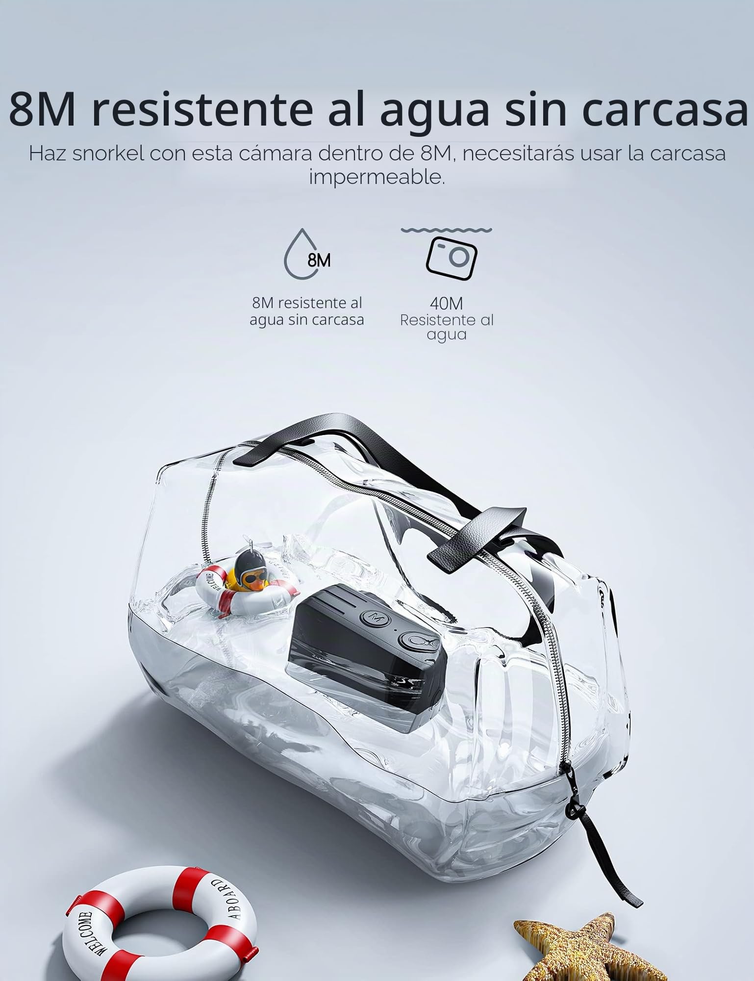 WOLFANG Cámara Deportiva GA400 4k 60FPS 24MP, 8M Barebones Cámara Deportiva con Pantalla Táctil Resistente al Agua 40m Cámara Subacuática WiFi PCcam Videocámara EIS Shakeproof Cámara de Casco