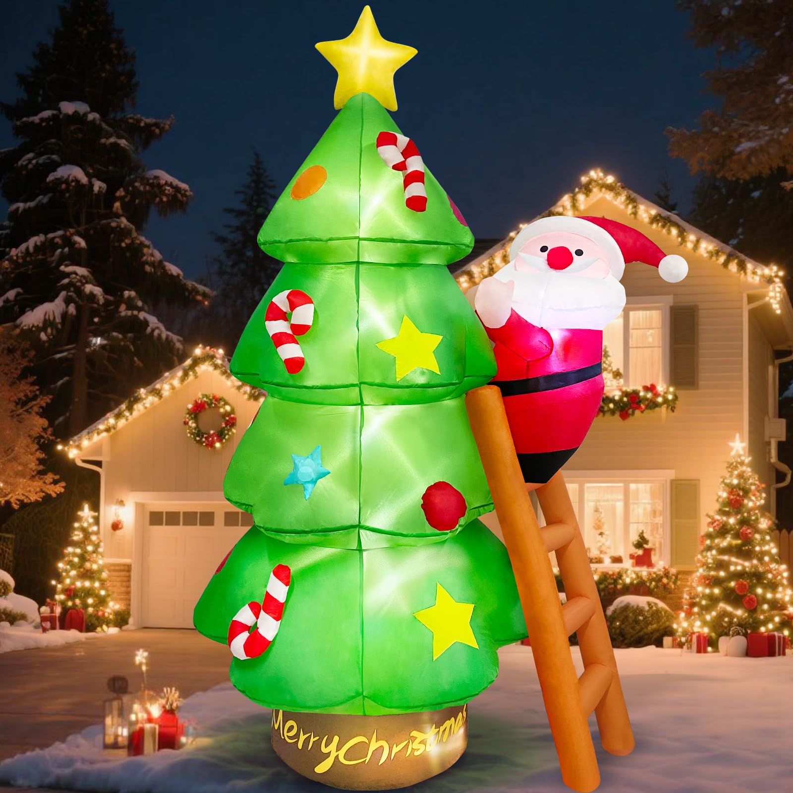 Danxilu 7 FT Inflatable Christmas Tree with Santa Claus Climbing