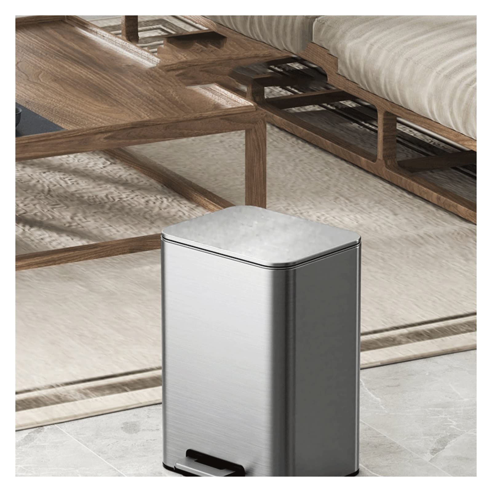 Domestico Cestino for la carta straccia for ufficio, soggiorno, camera da letto, for uso domestico, 8 l/12 l/15 l, con coperchio Cestino(Bianco,15l)
