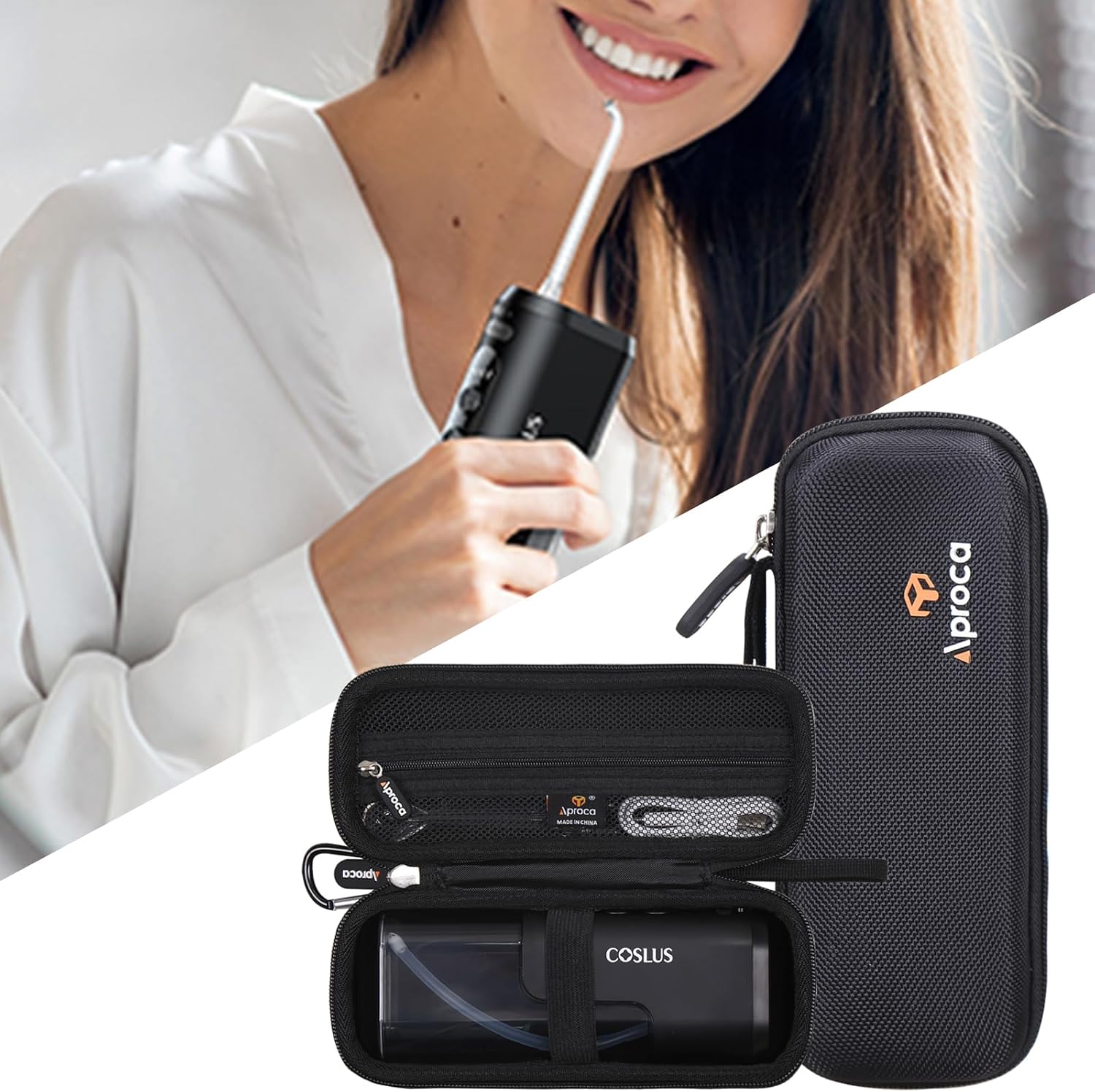 Aproca Case Compatible with COSLUS T40 Mini Water Flosser, Storage Portable Bag for Accessories - Black (Case Only)
