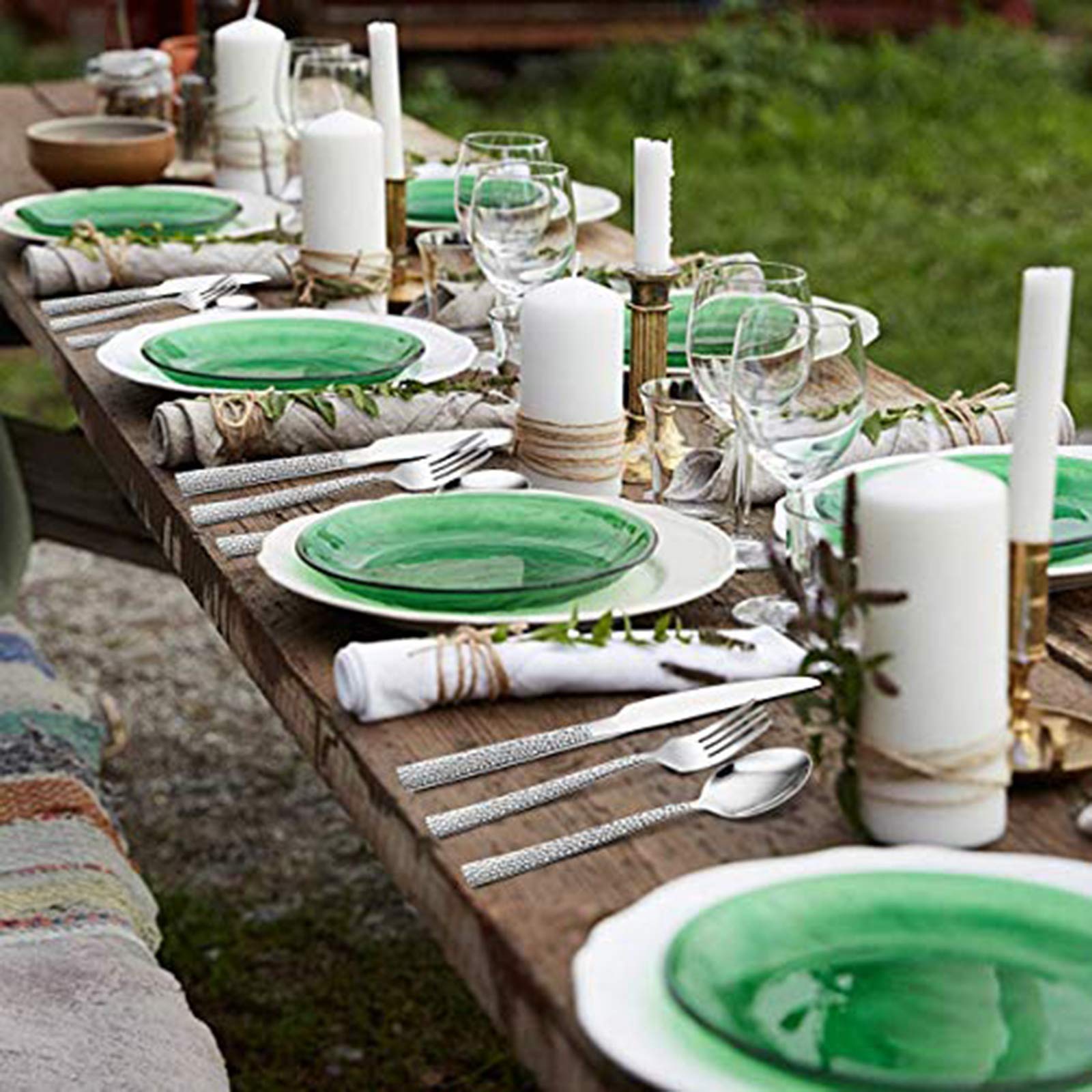HaWare - Set di posate in acciaio inox, 30 pezzi, con coltello, forchetta, cucchiaio, posate per 6 persone, manico a martello, posate da tavola per casa, feste, hotel, ristorante, lucidate e lavabili