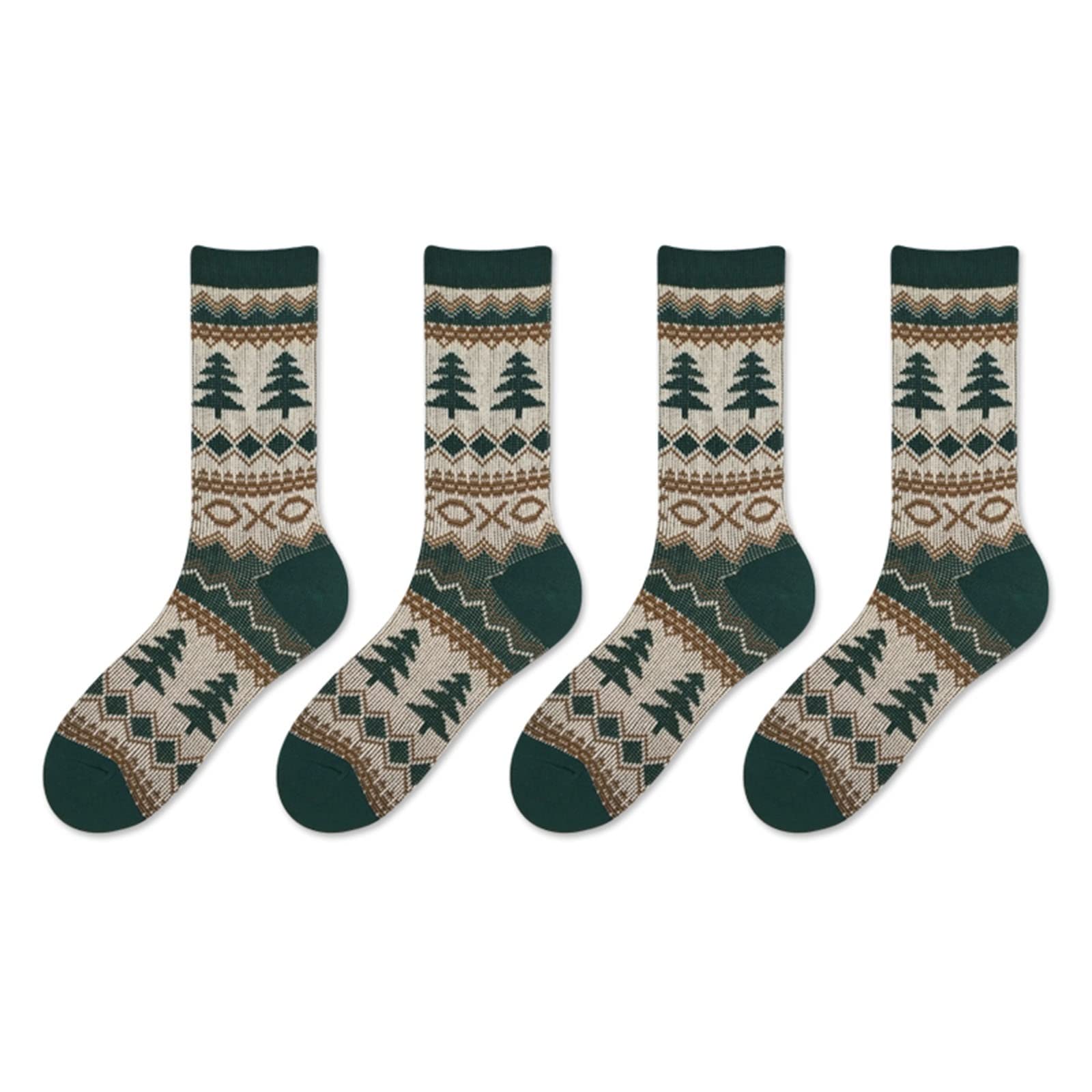 LIALEK 4 Pairs Mens Socks Thermal Socks Autumn and winter Thick Knitted Warm Socks men and women Vintage Knitted Cotton Socks Wicking Breathable Casual socks (Size : 4 pairs)