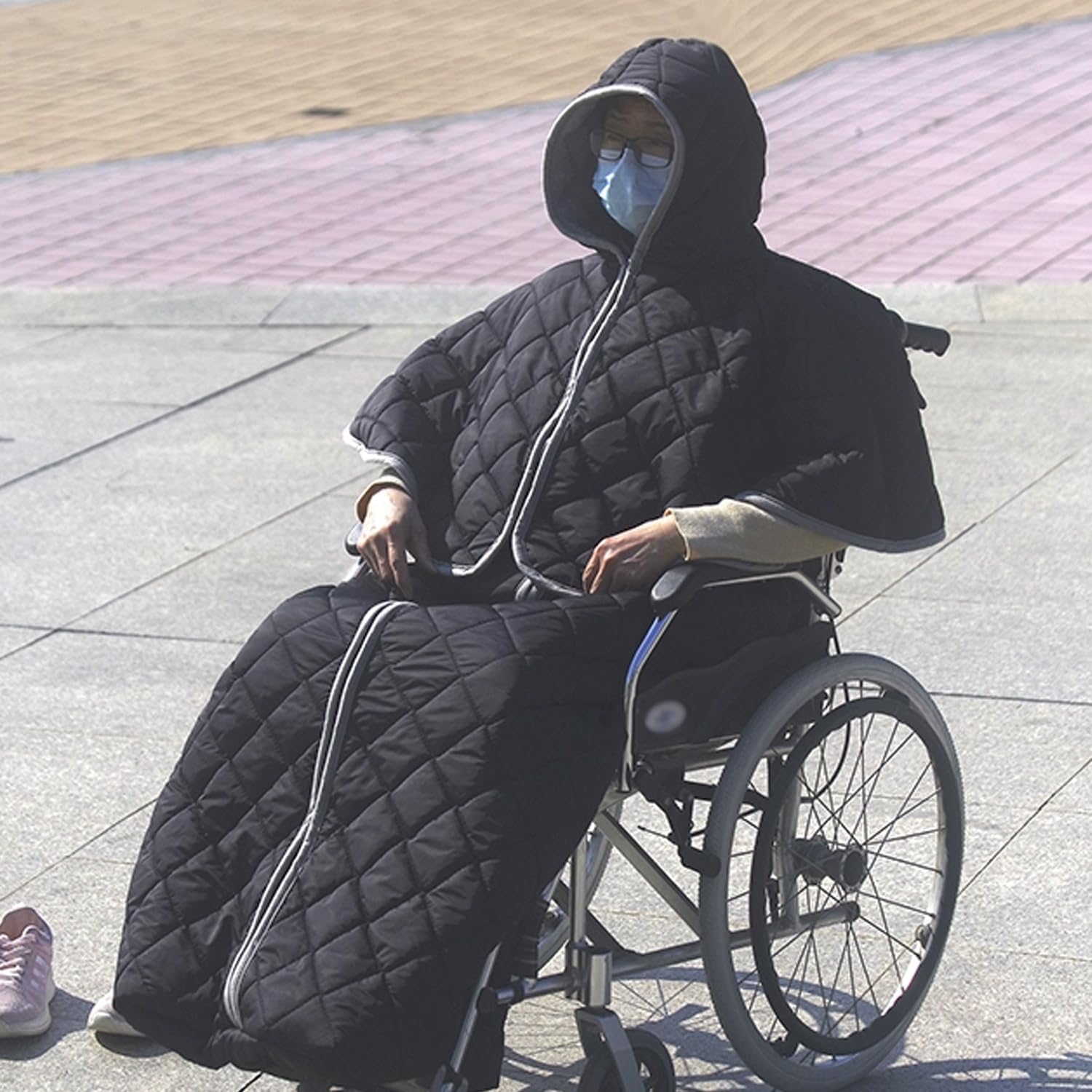 Funda de cuerpo completo para silla de ruedas, manta cálida con cremallera, incluye fundas para zapatos y guantes antimanchas, forro de lana para personas mayores y discapacitadas