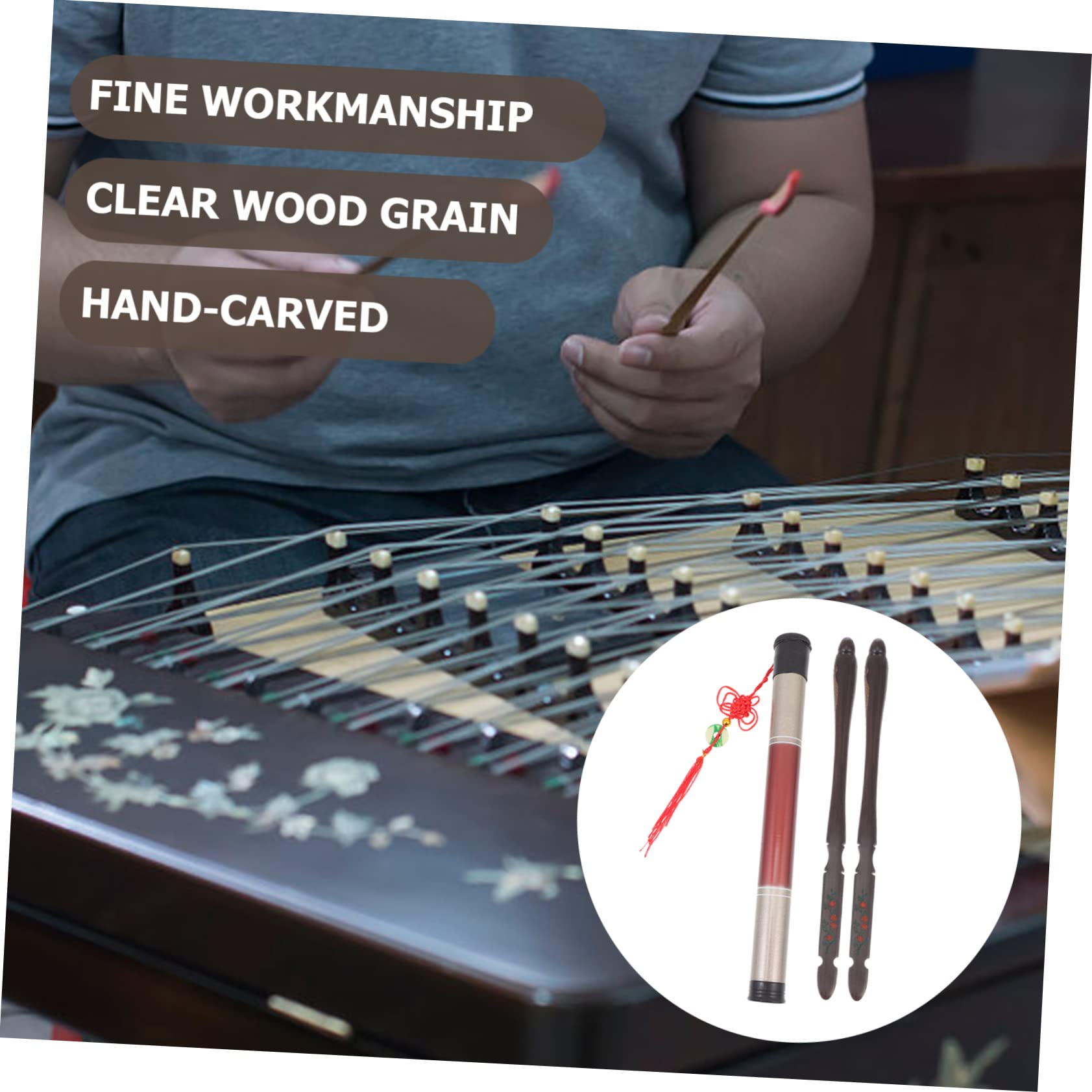 ifundom Set Martelli Accessori per Strumento Dulcimer per Dulcimer a Forma di Volatile in Ebano Nero con Secchiello, Lisci ed Efficienti per Esercizio