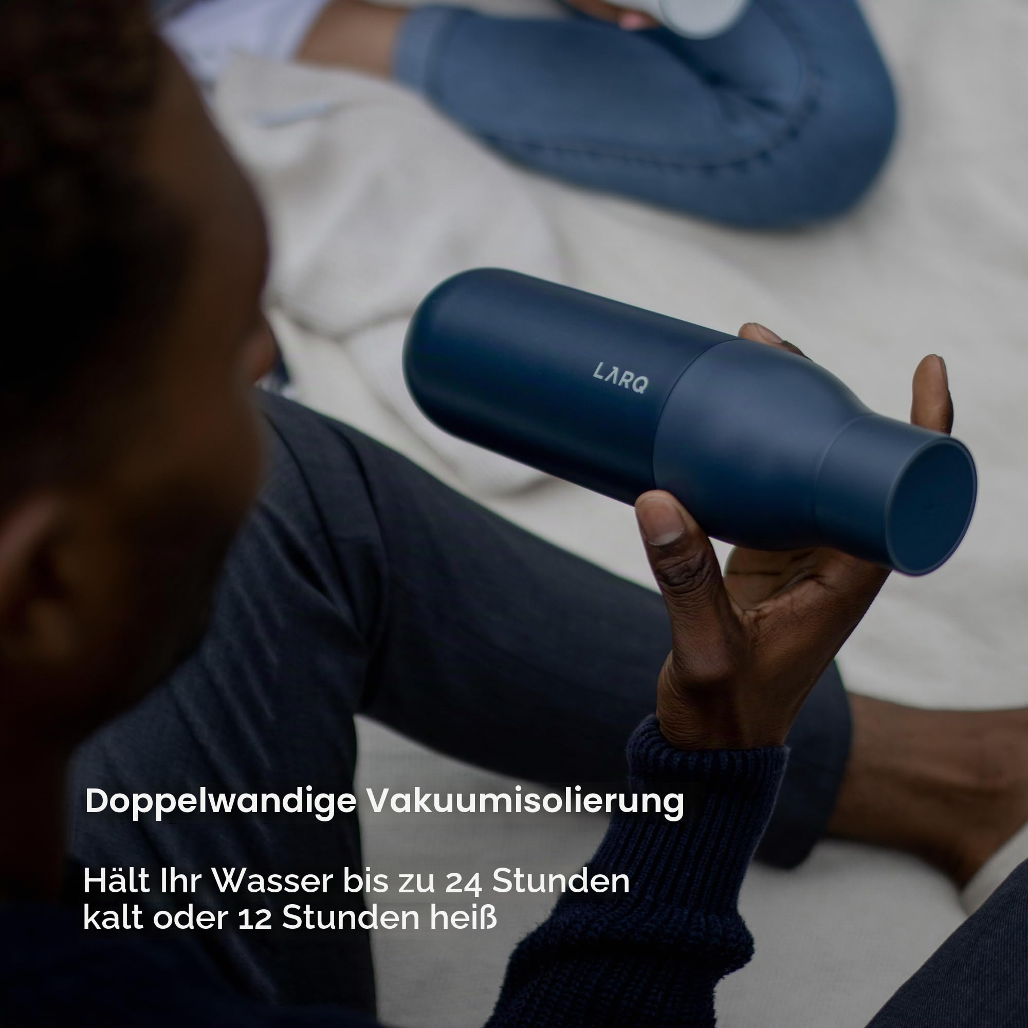 LARQ Bottle PureVis 740ml – Selbstreinigende Edelstahl-Trinkflasche mit UV-C Reinigung | Hält Getränke kalt und heiß | BPA-frei, auslaufsicher & wiederverwendbar | 2 Jahre Garantie, Monaco Blue