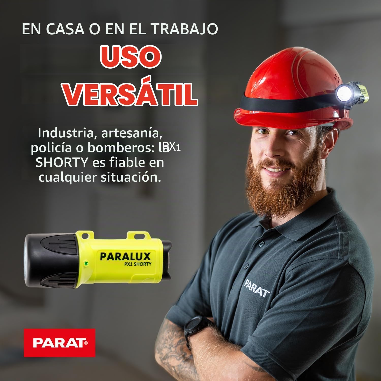 Parat Sicherheitsleuchte (MAX. Leuchtweite 120m, Taschenlampe, bis 8h bei Volllast) Luz de Seguridad PARALUX PX1 Shorty (máx. Alcance de 120 m, Linterna LED, hasta 8 h con Carga Completa, Amarillo