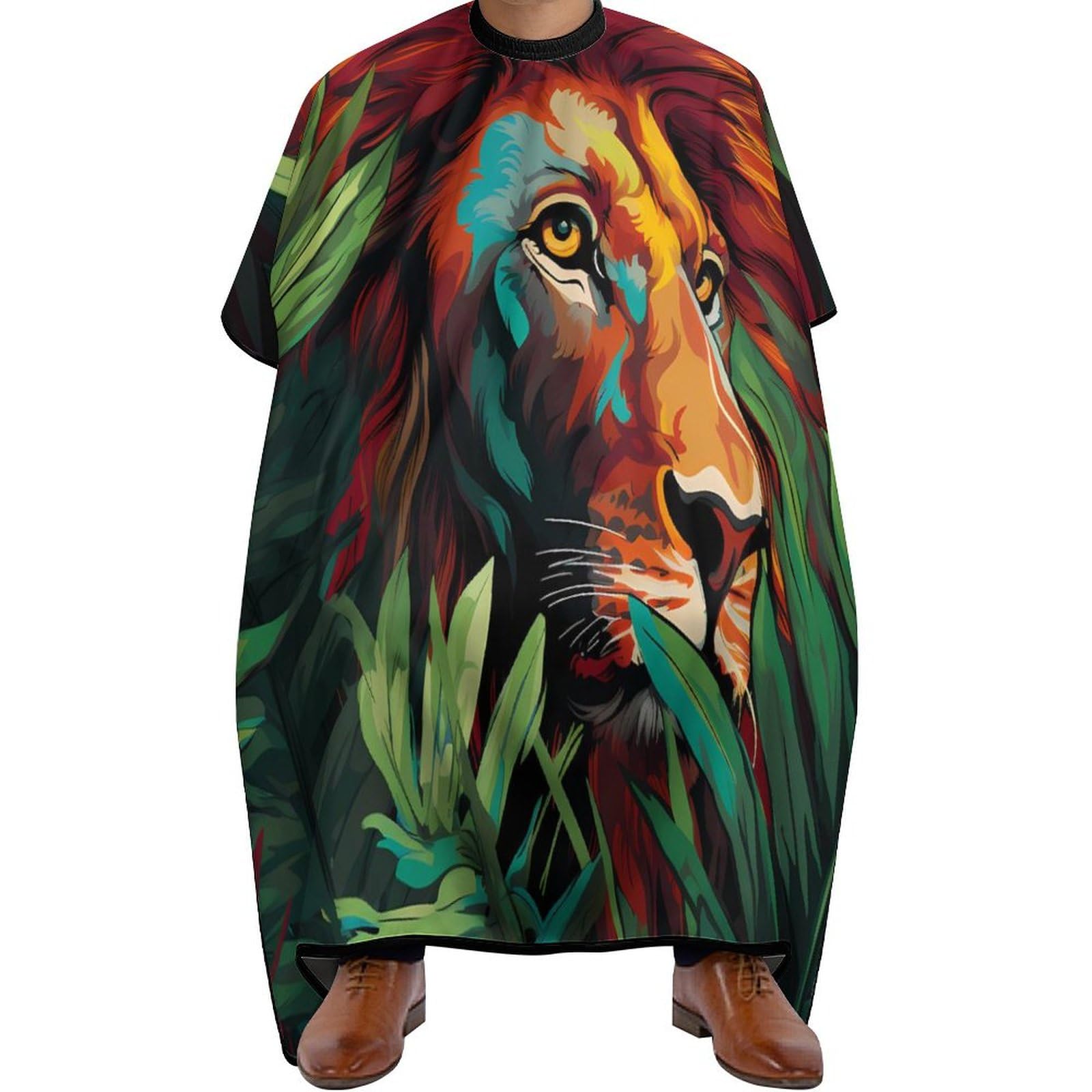 Art Cool Lion And Leaf Hair Cutting Cape for Men Women Waterproof Barber Cape Adjustable Salon Haircut Capes