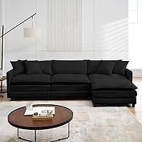 Vista 24 de Sofá modular convertible seccional, sofá de 4 asientos en forma de L con diván reversible, sofá de nube de asiento profundo, sofá cama 3 en 1, tela