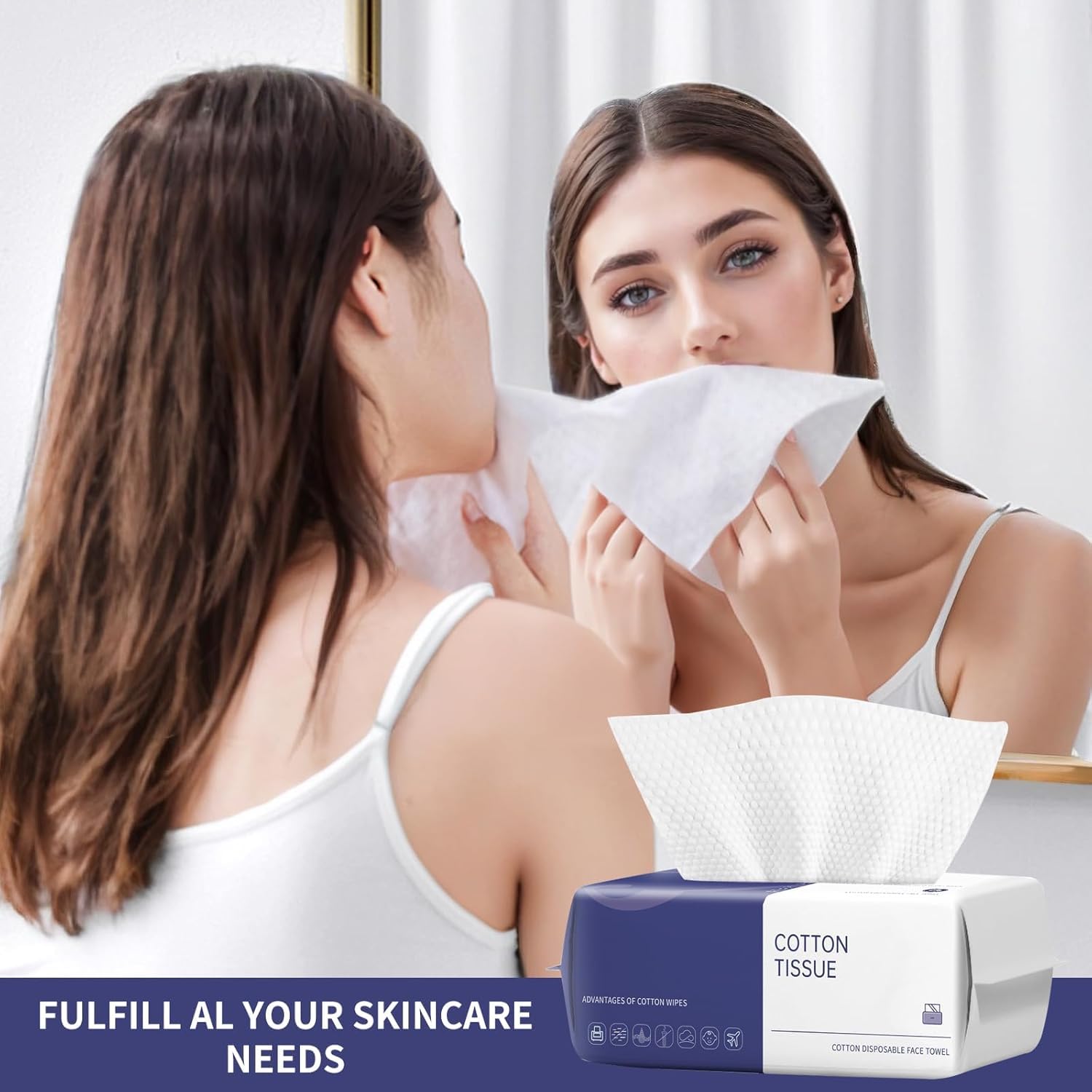 BODFPPC Toallitas Faciales Desechables de Algodón 600 Unidades - Toallas Desechables para Cara, Limpieza Profunda, Maquillaje y Cuidado de la Piel, Multiusos