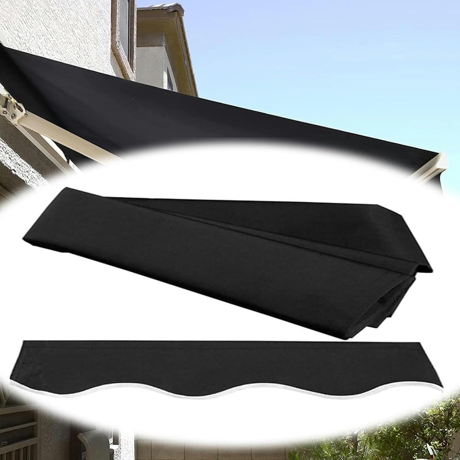Lona de repuesto para toldo de puerta y ventana, tela negra anti-UV de 2.4x1.9m sin estructura