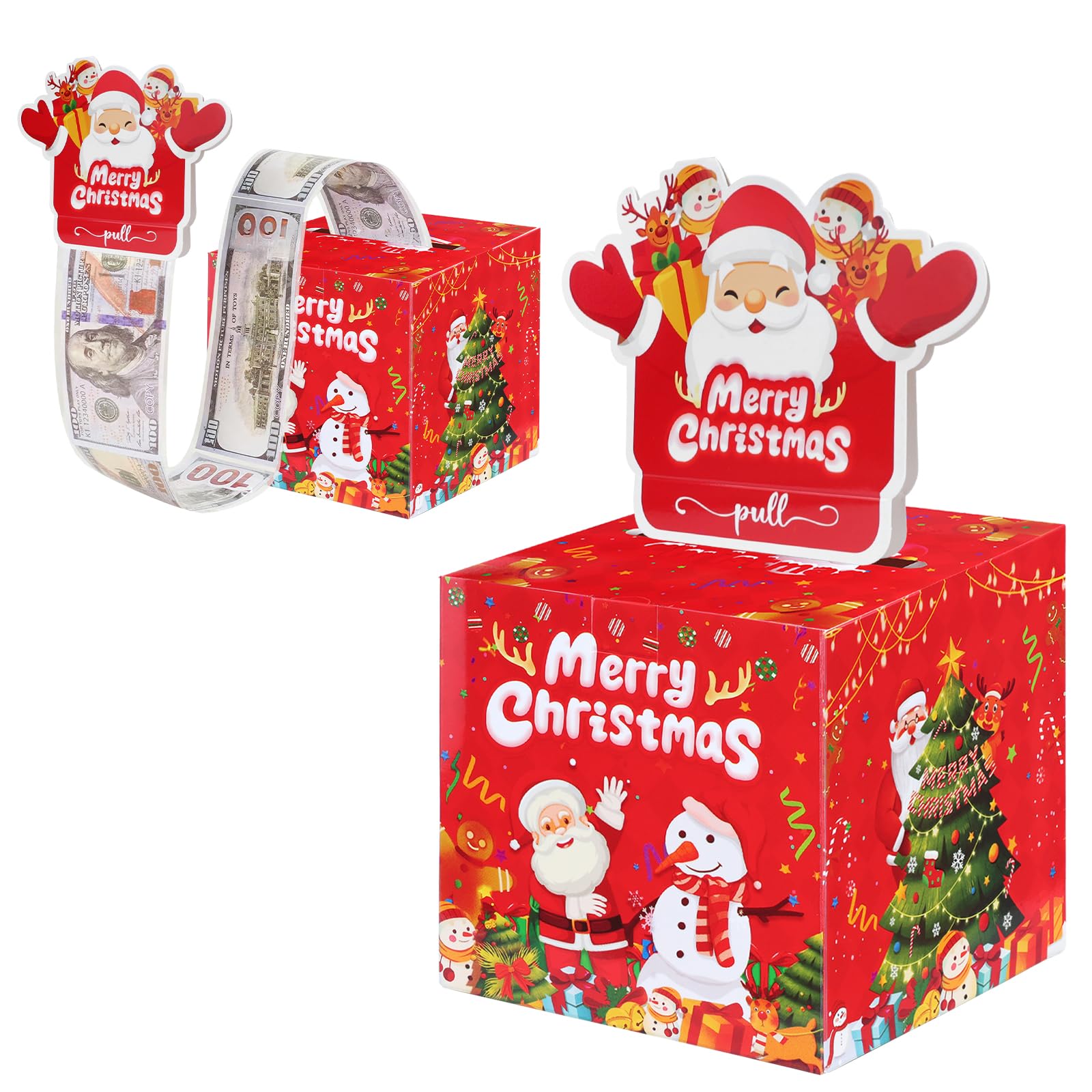 Fachoi Santa Christmas Money Gift Box, Christmas Money Box Cash Gift Pull Pouch Funny Xmas Pull Cash Money Case Novelty Festival Cash Drawer For Xmas Surprise F4-Sdcqh (Santa)