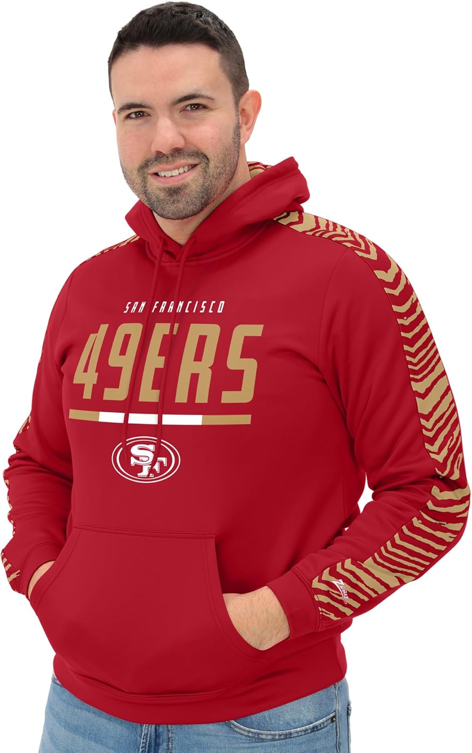 Zubaz NFL Men's Fleece Hoodie with Zebra Tonal Sleeve Panel (Small - 5X-Large)