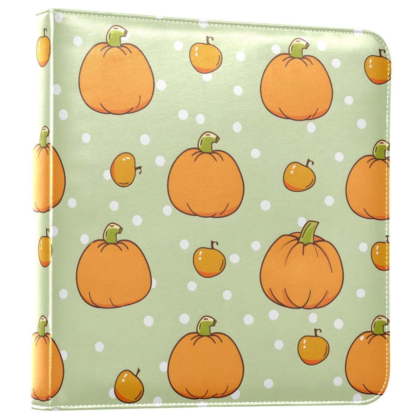 JIPONI Pumpkins Sweet Large Photo Album, DIY Leather Cover Scrapbook Albums for 4x6 5x7 6x8 Pictures, Self Adhesive Memory Book for Wedding, Baby, Family