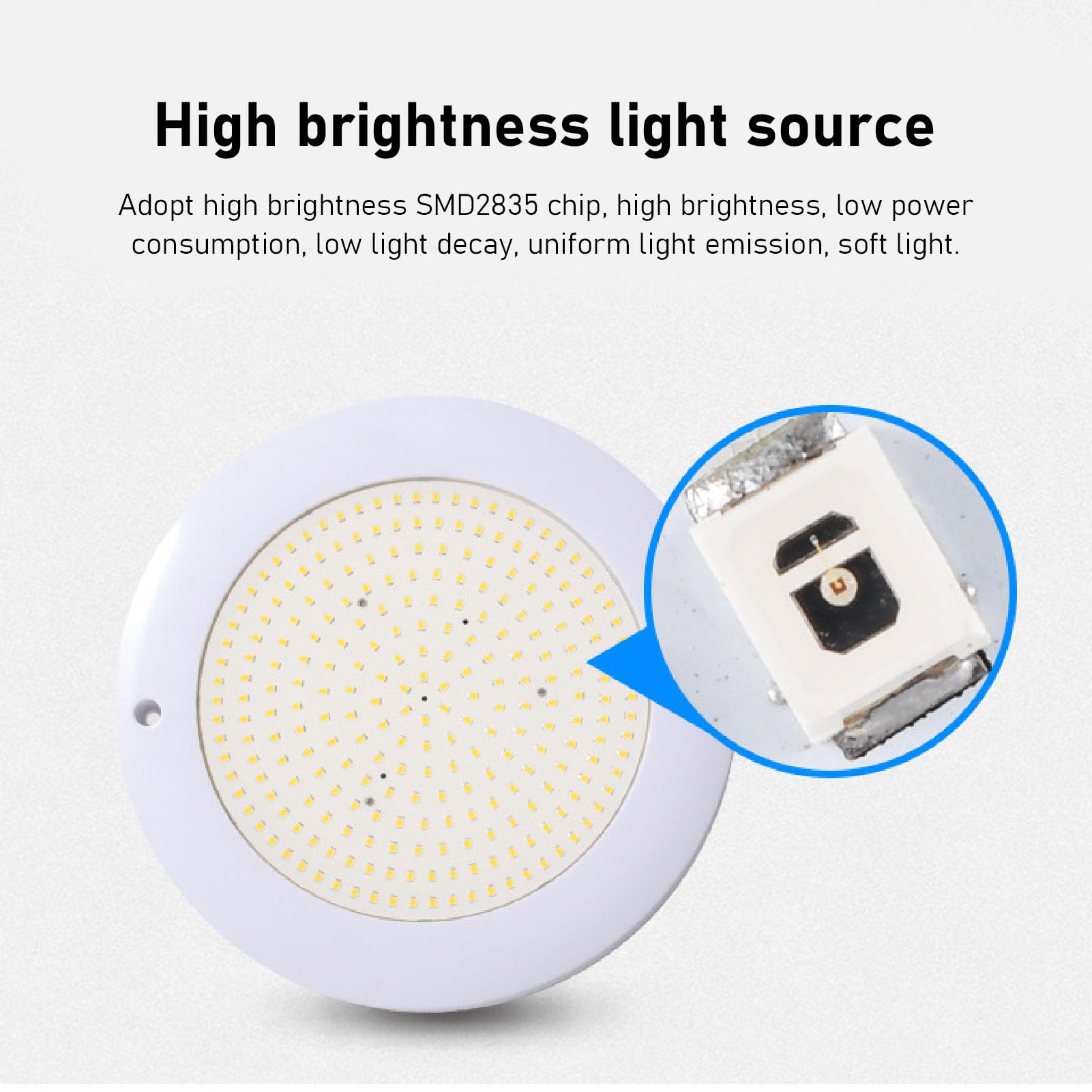 Jiawu Luces LED para Piscina Enterrada, Luz Subacuática LED de 12 V 18 W, Luz Sumergible Impermeable IP68 con Cable de Alimentación, Accesorios de Instalación para Piscina, Fuente (luz