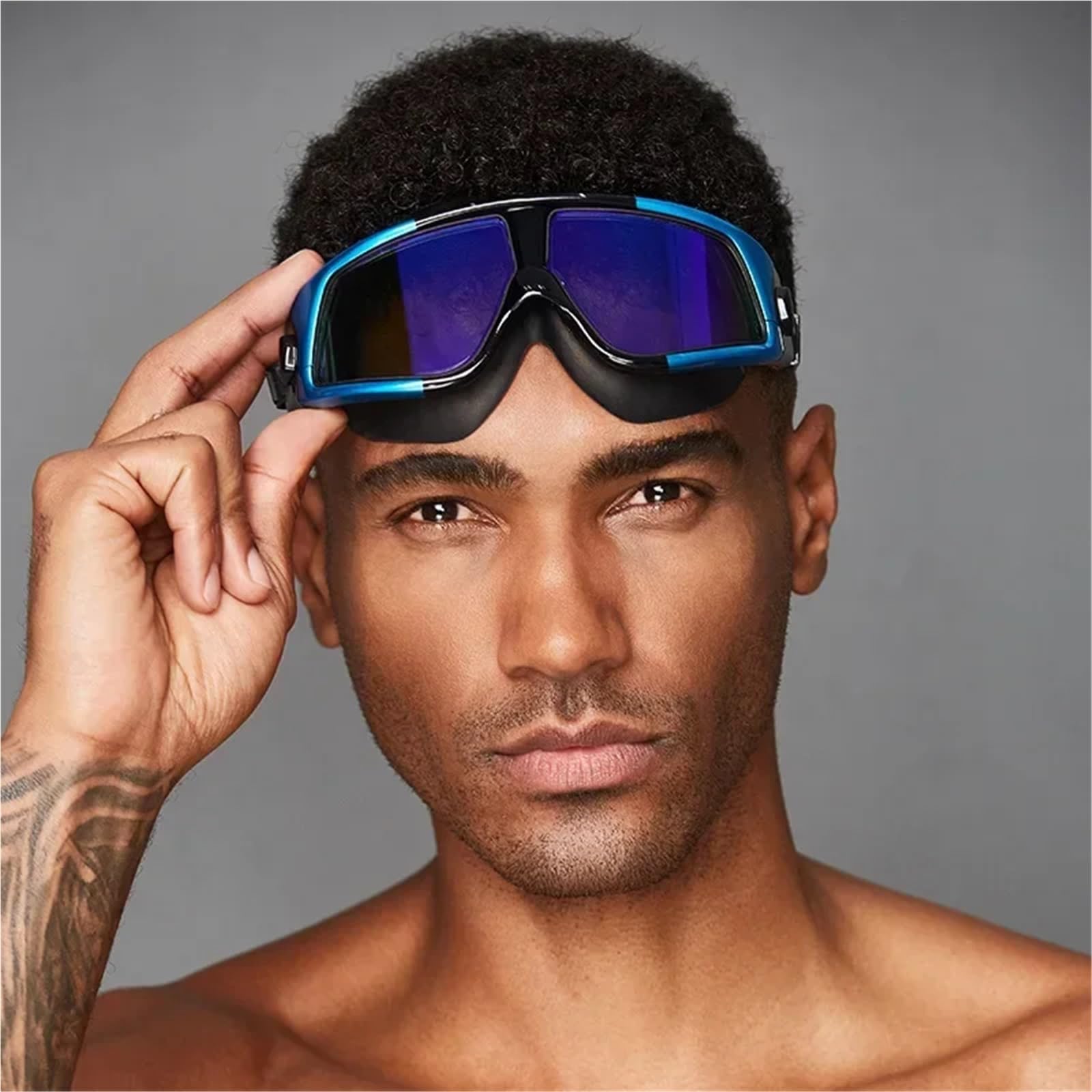 Schwimmbrille Verstellbare Schwimmbrille Damen und Herren, wasserdichtes Antibeschlag-Brillen-Set, Acetat-Polycarbonat für Erwachsene