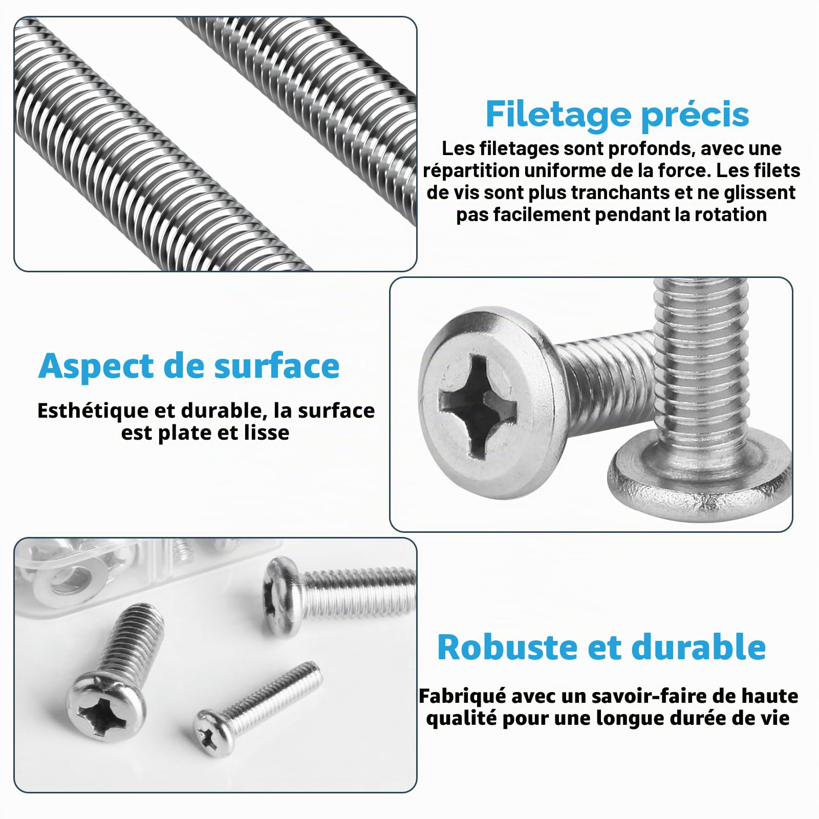 Kit de 48 vis VESA universelles pour supports TV, vis pour moniteurs et écrans muraux, en acier inoxydable, avec rondelles.