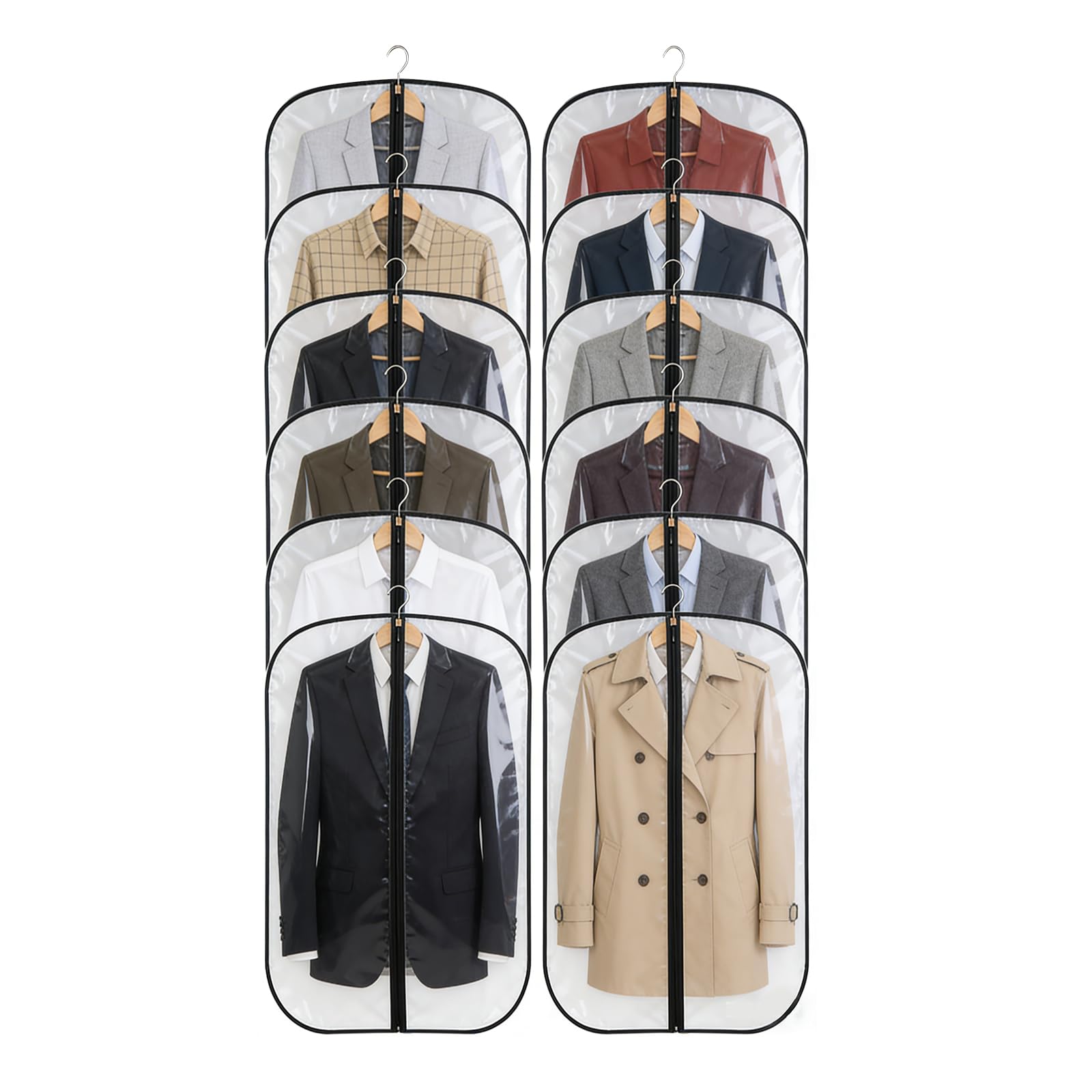 12 Fundas de Ropa, Bolsas Guardar Prendas Antipolvo Impermeables para Trajes, Vestidos, Camisas de Noche, Fundas Ropa Armario Transparente, Bolsas para Prendas a Prueba de Polillas