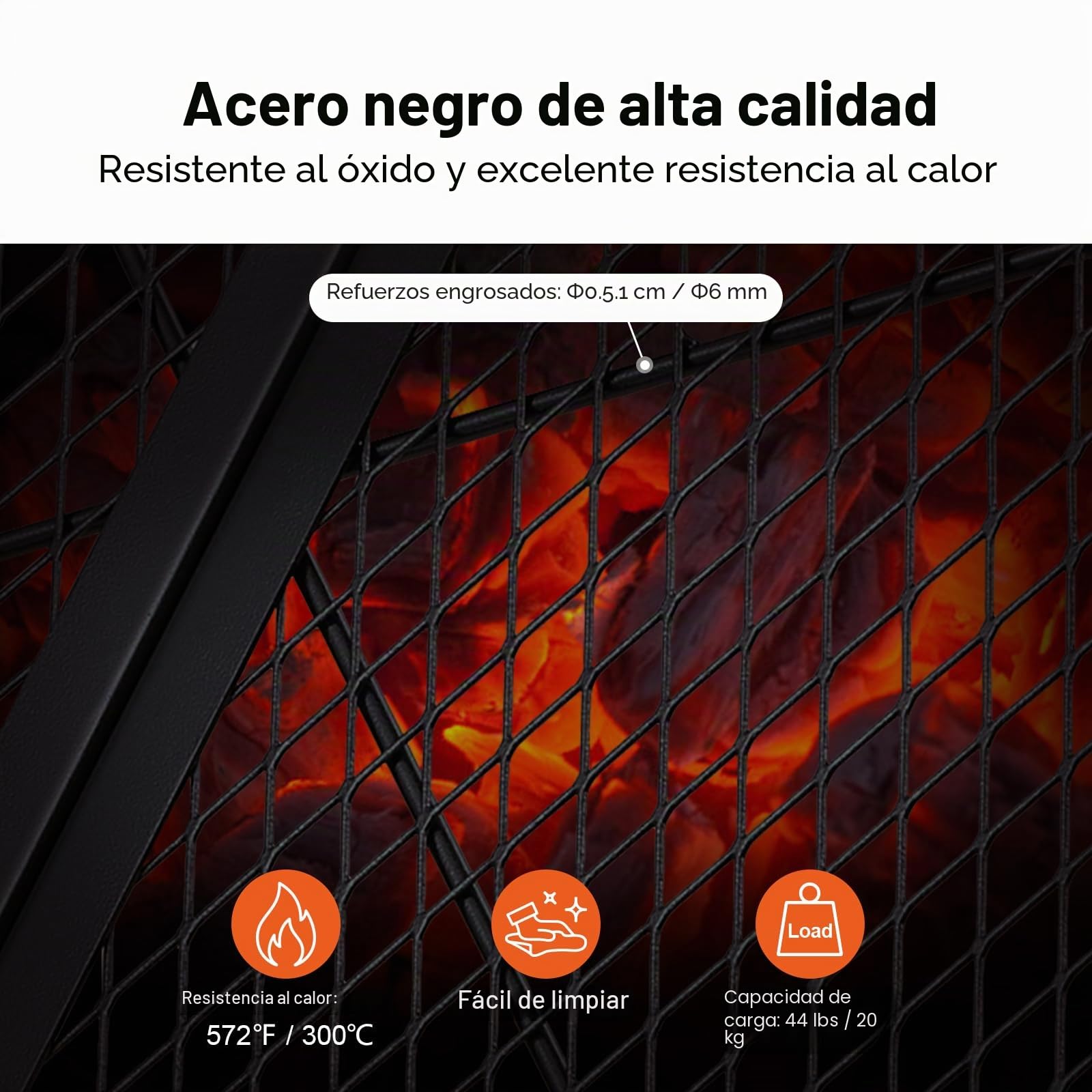 VEVOR Parrilla de Barbacoa Redonda de Acero, Diámetro de 91 cm, Plegable y Portátil, Marca X, Capacidad de Carga de 20 kg, Utensilios para Chimenea, Brasero, Barbacoa, Pícnic, Camping, Jardín, Negro