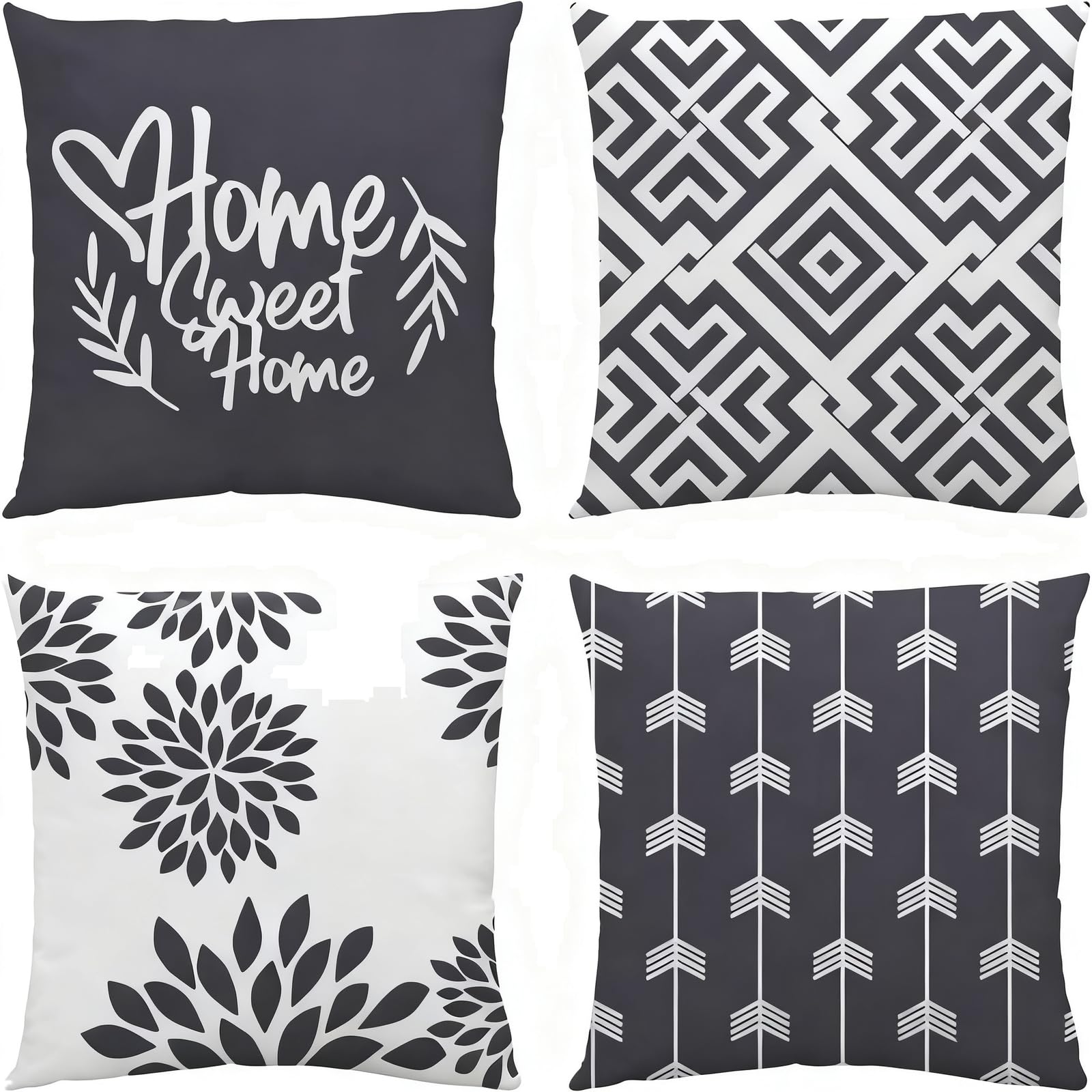 Zambuph 18x18 Pillow Cover Set Of 4 Coordinating With Gray Throw Bed Pillows To Room Decor And Comfort Levels Gray Couch Is, #1