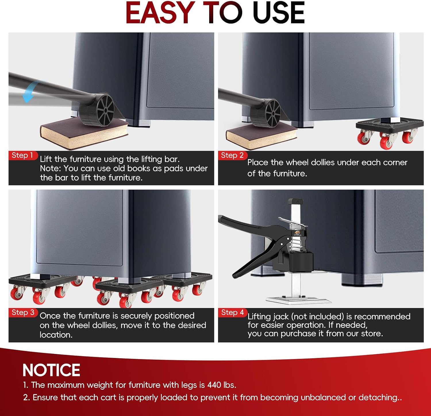 ZEMIRO CHARGE 2026 Furniture Lifter Tool Set with 360° Rotating Wheels Furniture Dolly,Heavy-Duty Mover for Furniture, Refrigerator, Sofa, and Cabinet