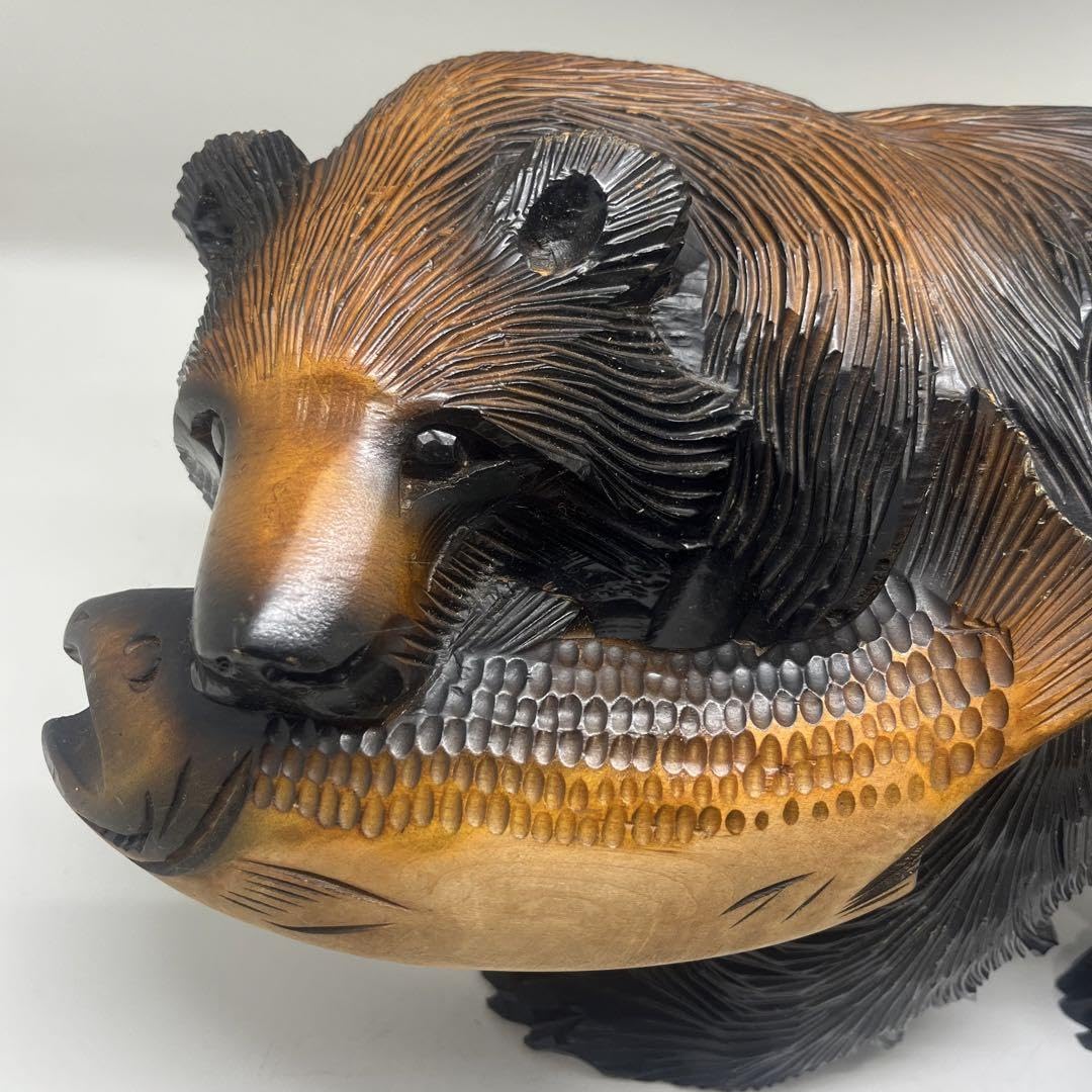 Amazon.co.jp: 良品 北海道 木彫り 熊 銘あり 政広作 レア！ : ホビー