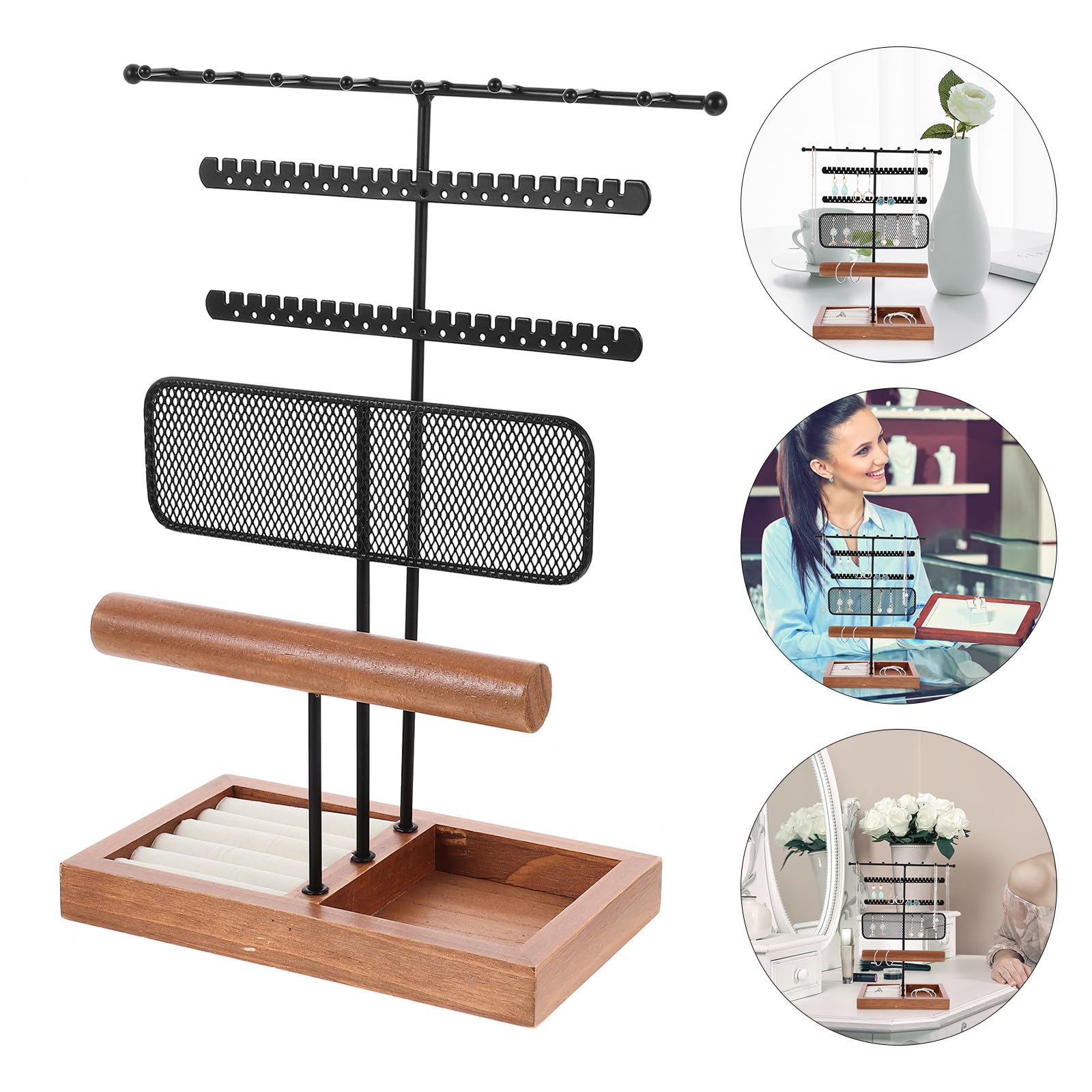 ABOOFAN Espositore Elegante e Legno per Gioielli Supporto in Ferro Organizer Esposizione e Organizzazione per Bracciali e Anelli per Orecchini e Orologi