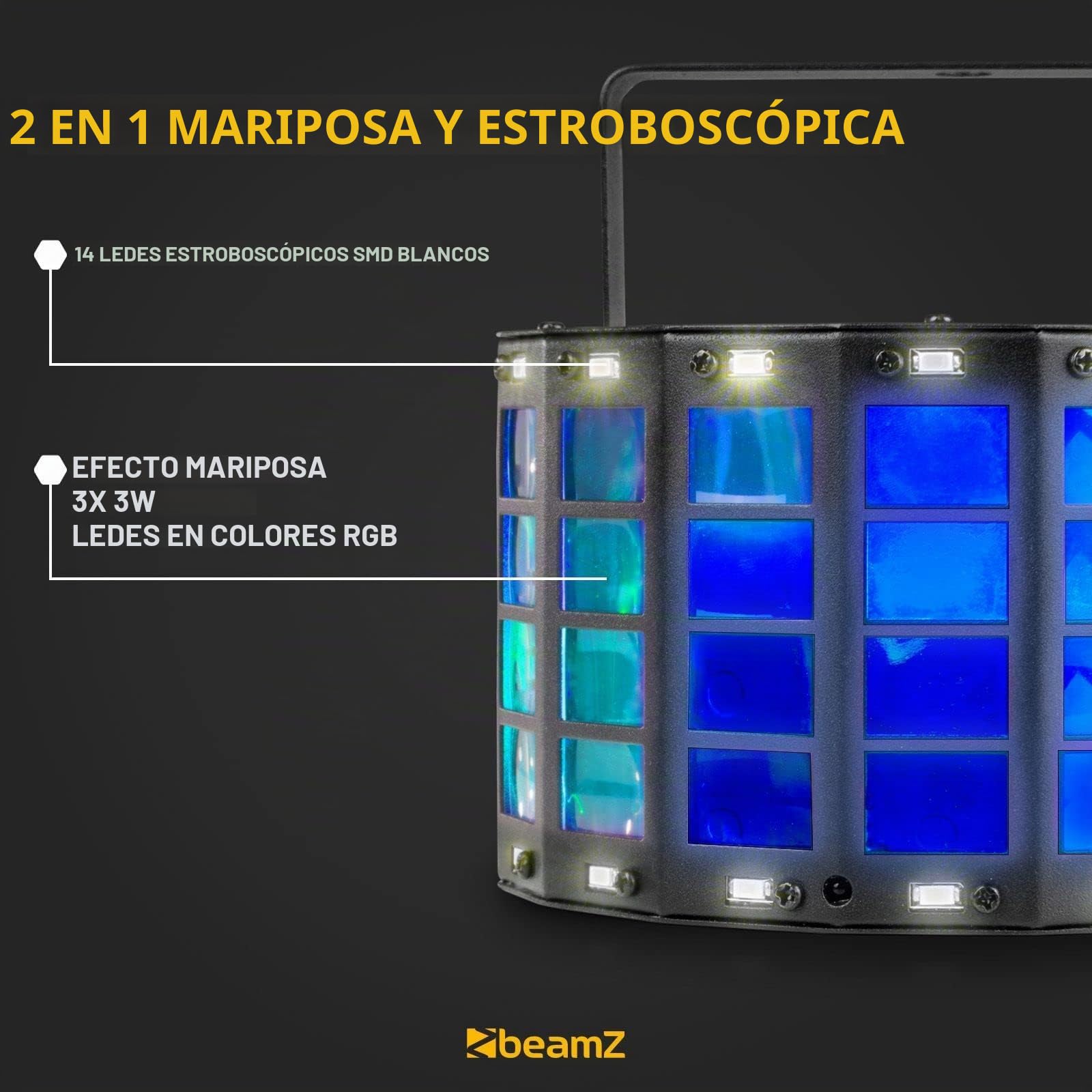 BeamZ Butterfly - proyector RGB para fiestas y celebraciones color negro