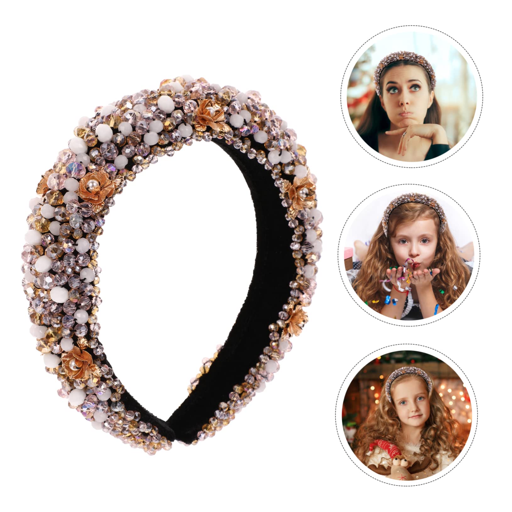 UKCOCO Cerchietti Brillantini in Cristalli e Rileghe per Chioma Donna, Elastico e Comodo, Stile Barocco Chic per Matrimonio