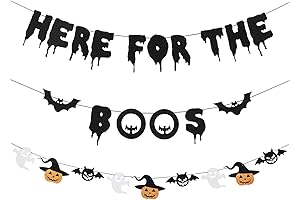 Black Glitter Here For The Boos Banner