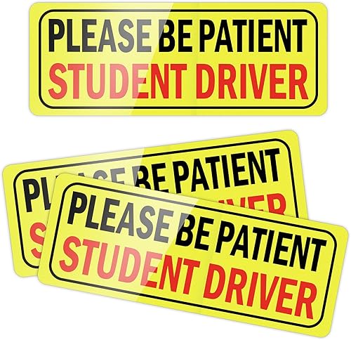 Miniatura 10 de JUSTTOP - Juego de 3 imanes para auto con frase “Please be patient”, advertencia de seguridad para conductor principiante, reflectante, calcomanía