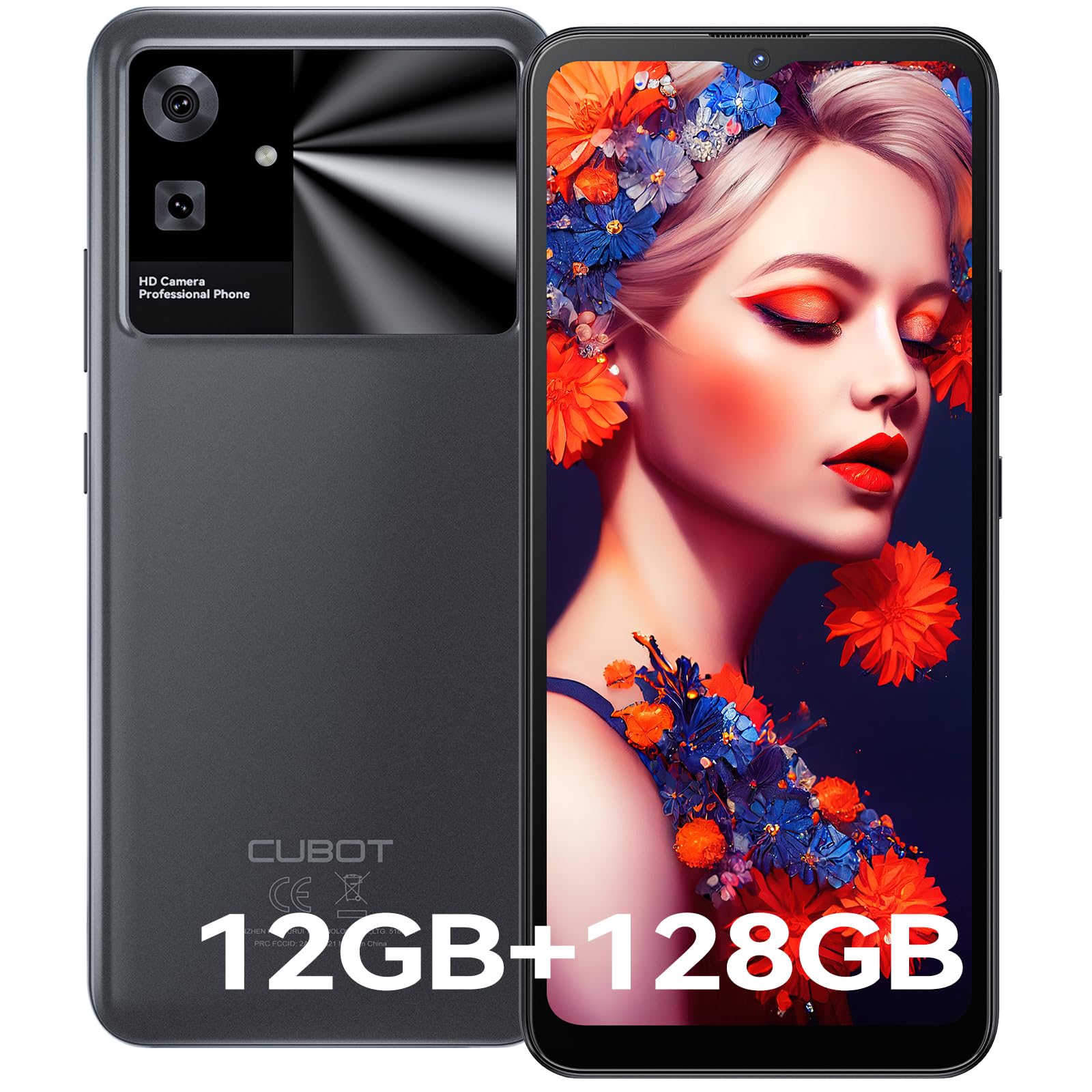 CUBOT Note 21 Smartphone 12GB(6+6) RAM + 128GB ROM TF 1TB Expand 6,56" 90Hz Schermo Android 13 Telefono Cellulare 50MP Fotocamera 5200mAh 4G Doppio SIM Octa Core Face ID - Nero