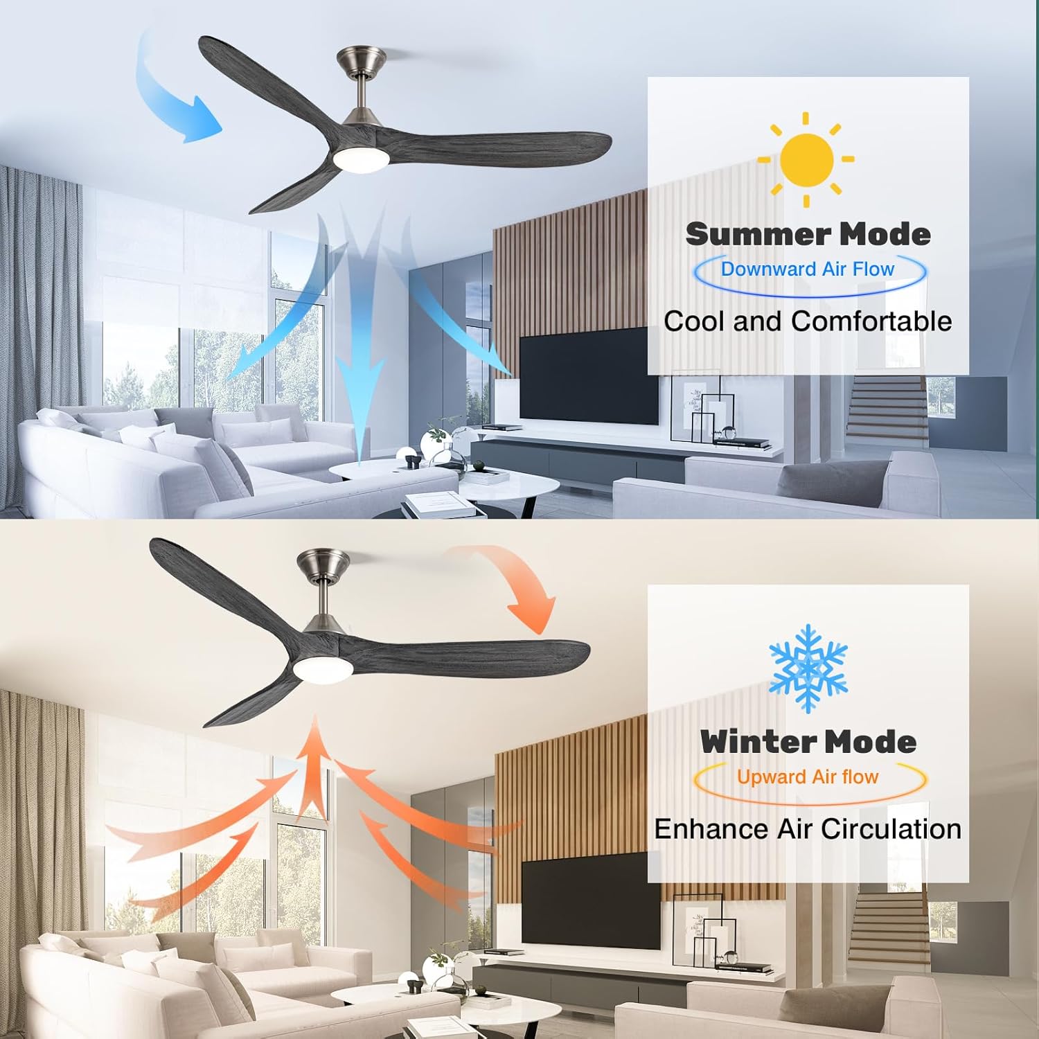 70 Inch Smart Outdoor Ceiling Fan with Lights, Unique Grey-Nickel Wood Blades, Alexa/App/Remote/Control, High CFM Silent Energy-Saving DC Motor, for Modern Farmhouse, Patio, Porch, Garage