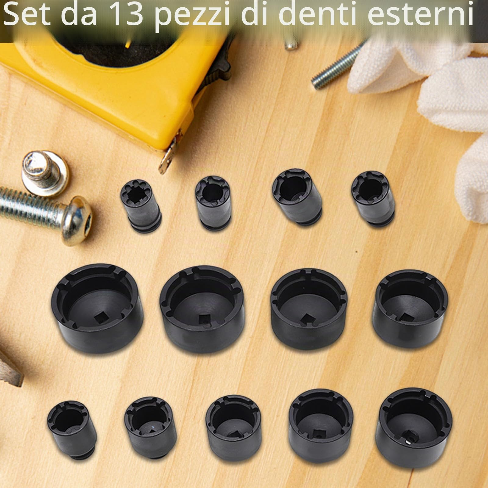 Set di 13 Chiavi per Dadi Scanalati da 1/2", 18-80 mm con Asse Interno da 60 mm di Lunghezza Adatto per Dadi di Sicurezza KM, KML, HM, HML, HMLL (DIN 981) e Dadi Tondi