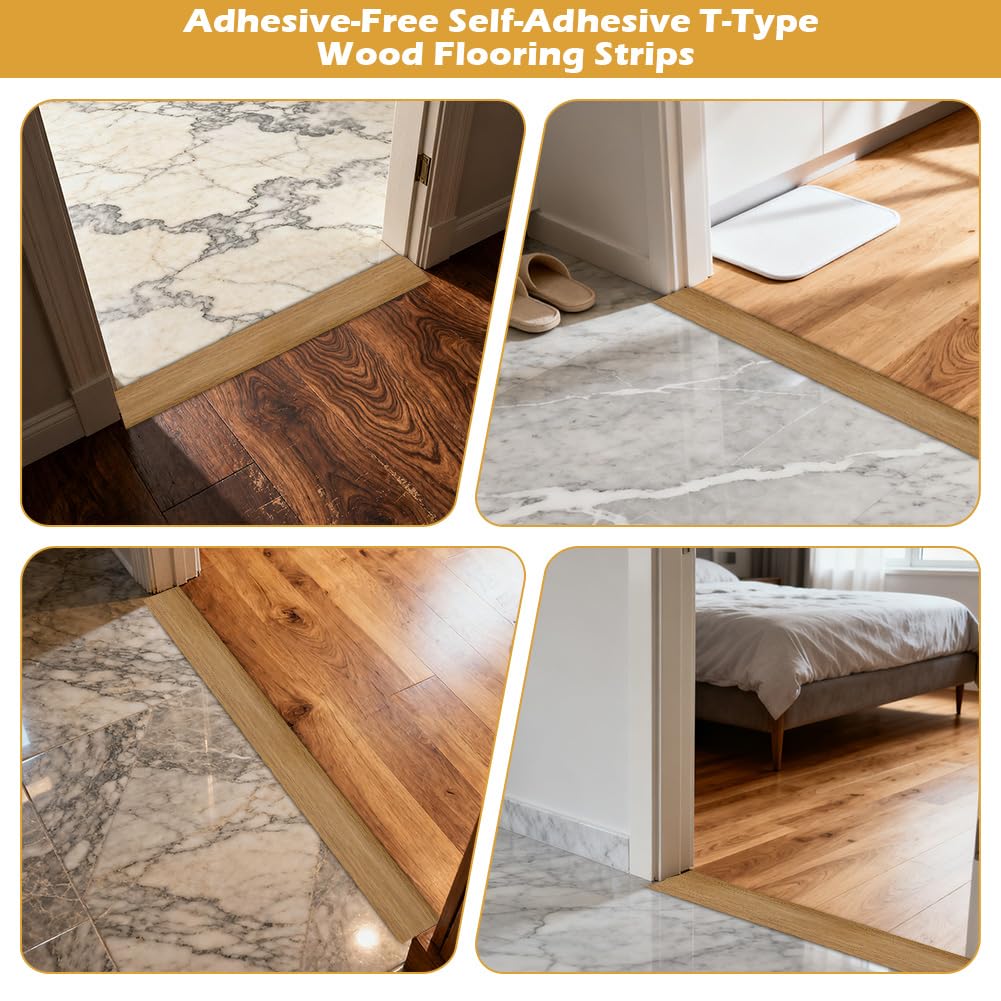Listón de transición en T, perfil de transición autoadhesivo, lista de umbrales de PVC, lista de nivelación de altura para suelos de parquet, laminados y umbrales (Amarillo-Turquesa, 1M * 5CM)