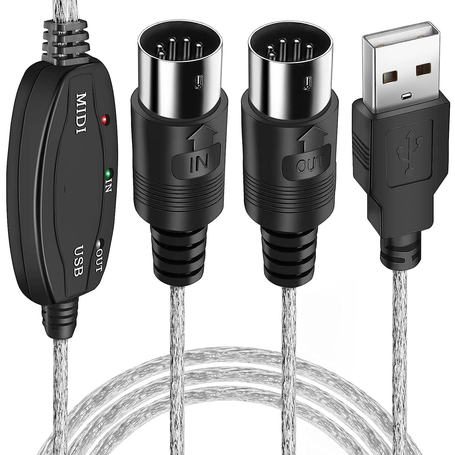USB Midi Cable Lead Adaptor for Musical Keyboard to PC Laptop-USB to MIDI KEYBOARD PC INTERFACE CONVERTER CABLE,Black-image-47