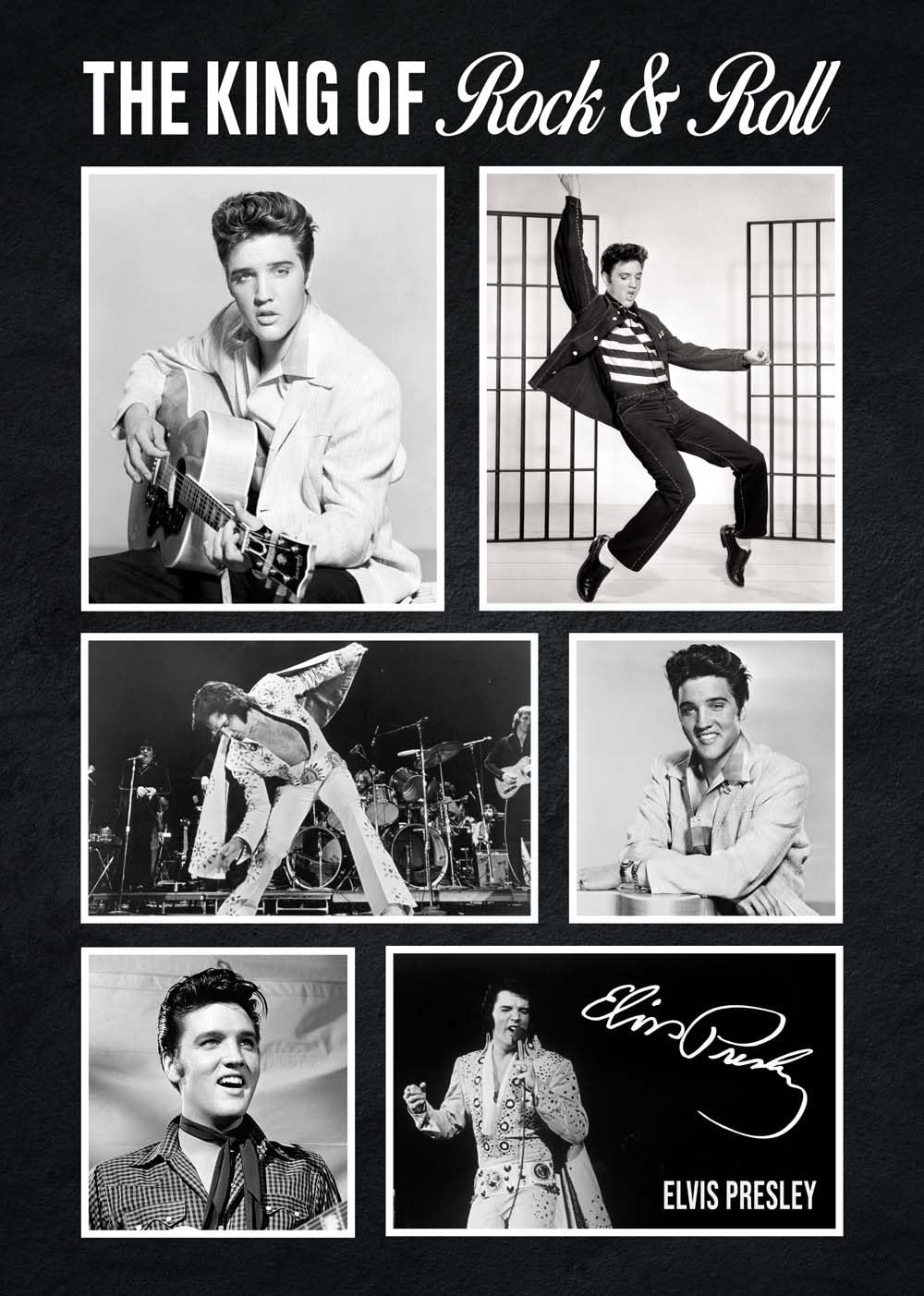 RJR PRINTS Elvis Presley - The King Of Rock & Roll Signed A4 Montage Photo Pre ed Signature Autograph Gift