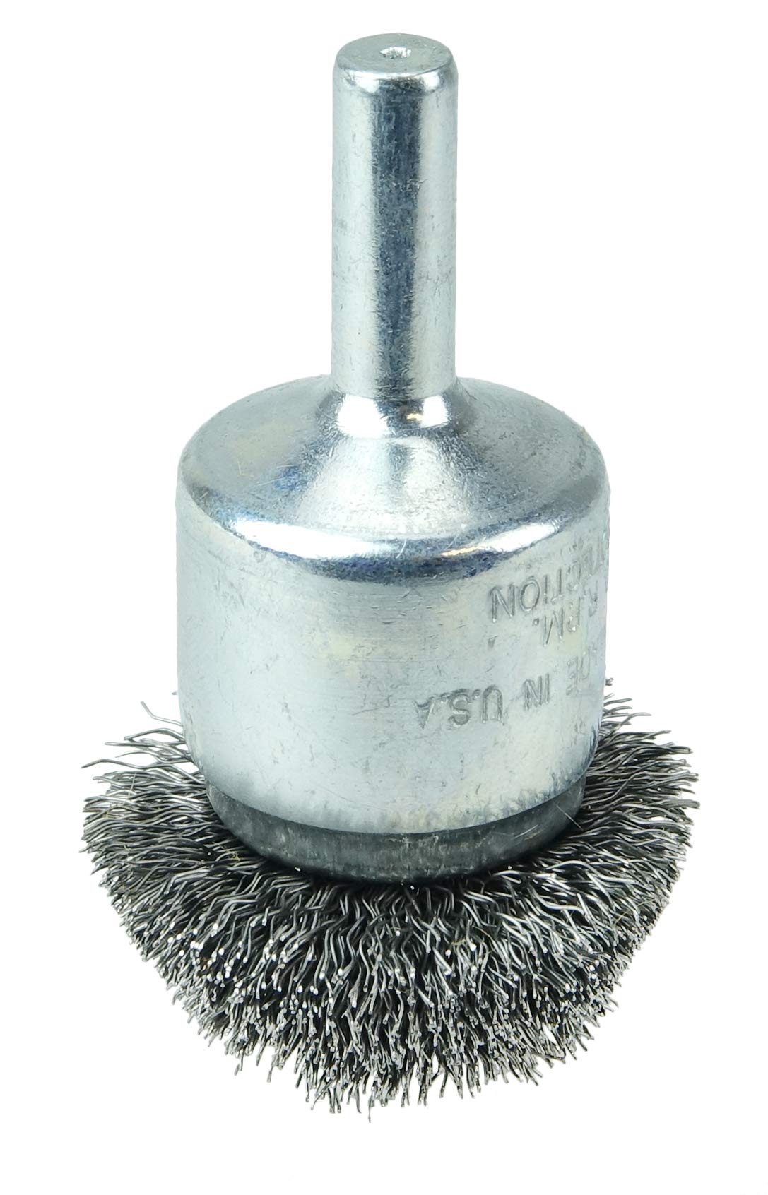 Weiler 10076 1-1/4" Circular Flared Crimped Wire End Brush, .006" Steel Fill, Made in The USA