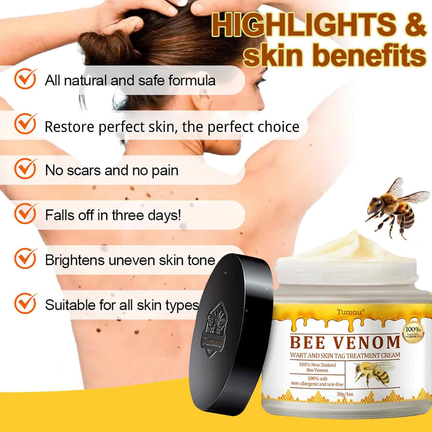 Turanu Bee Venom Treatment Cream, 2024 New Professional Bee Venom Repair Cream, Turanu Bee Venom Hydrating Moisturizing Cream for All Skin Types (3 Bottle)